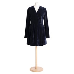 1980s Michel Klein Blue velvet dress 