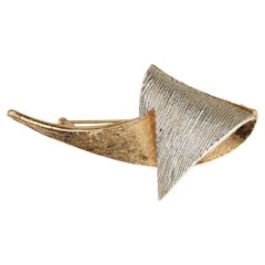 1980s Michele Lynn Modernist Gold and Silver Geometric Brooch
