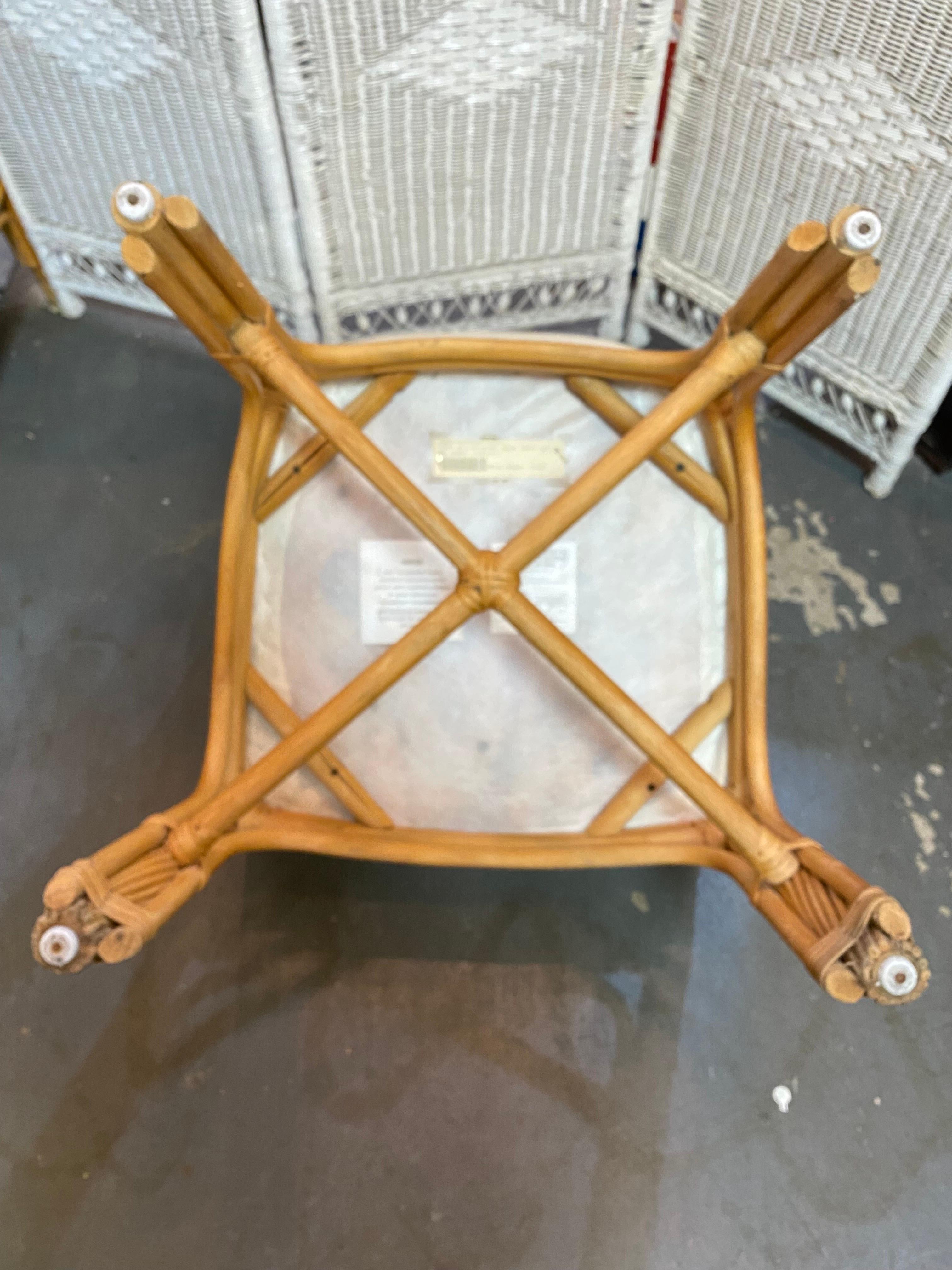 1980s Midcentury Boho Chic Rattan and Bamboo Side Chair In Good Condition For Sale In San Carlos, CA