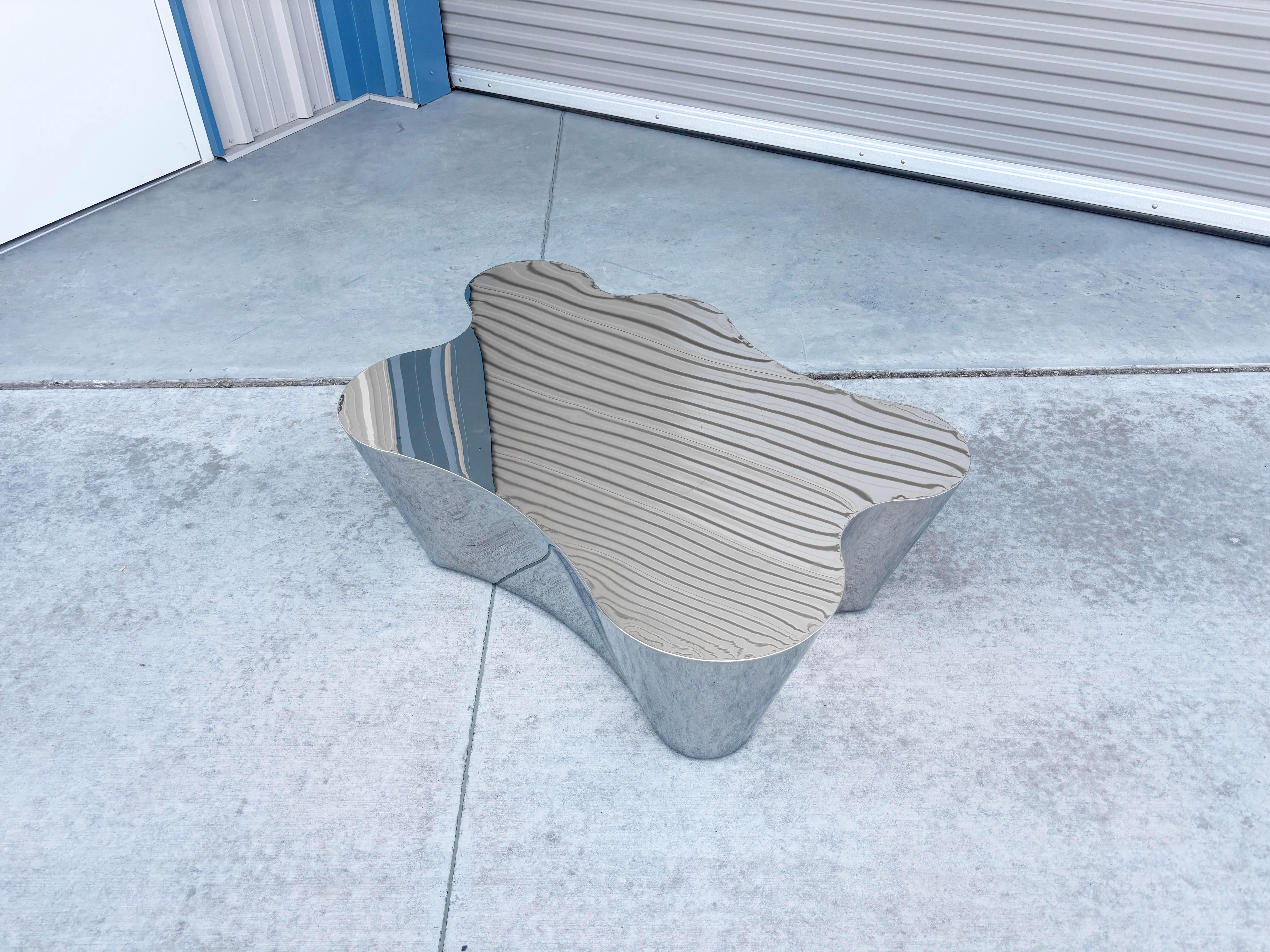 1980s Mid Century Chrome Coffee Table For Sale 4