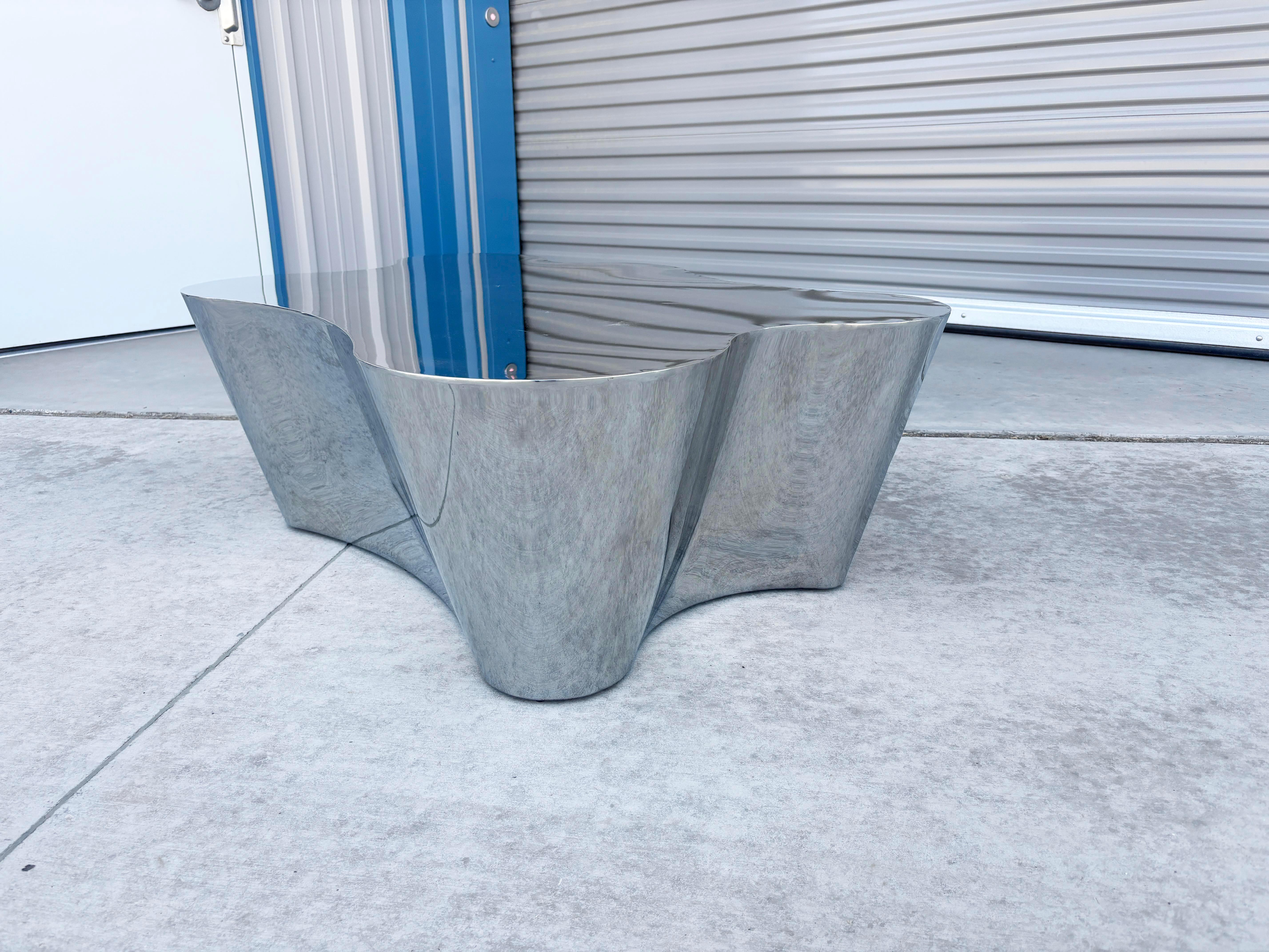 1980s Mid Century Chrome Coffee Table For Sale 5