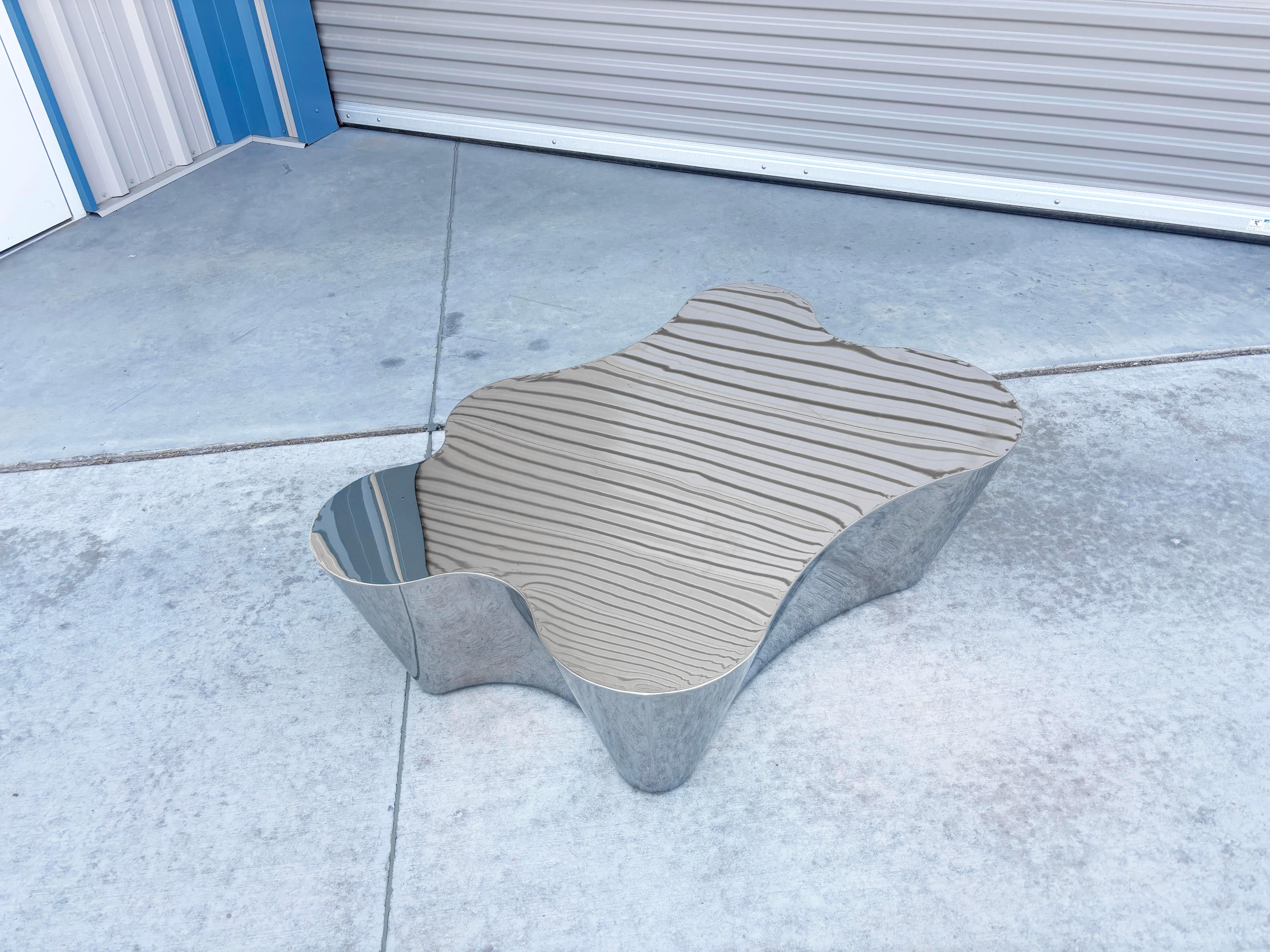 Mid-Century Modern 1980s Mid Century Chrome Coffee Table For Sale