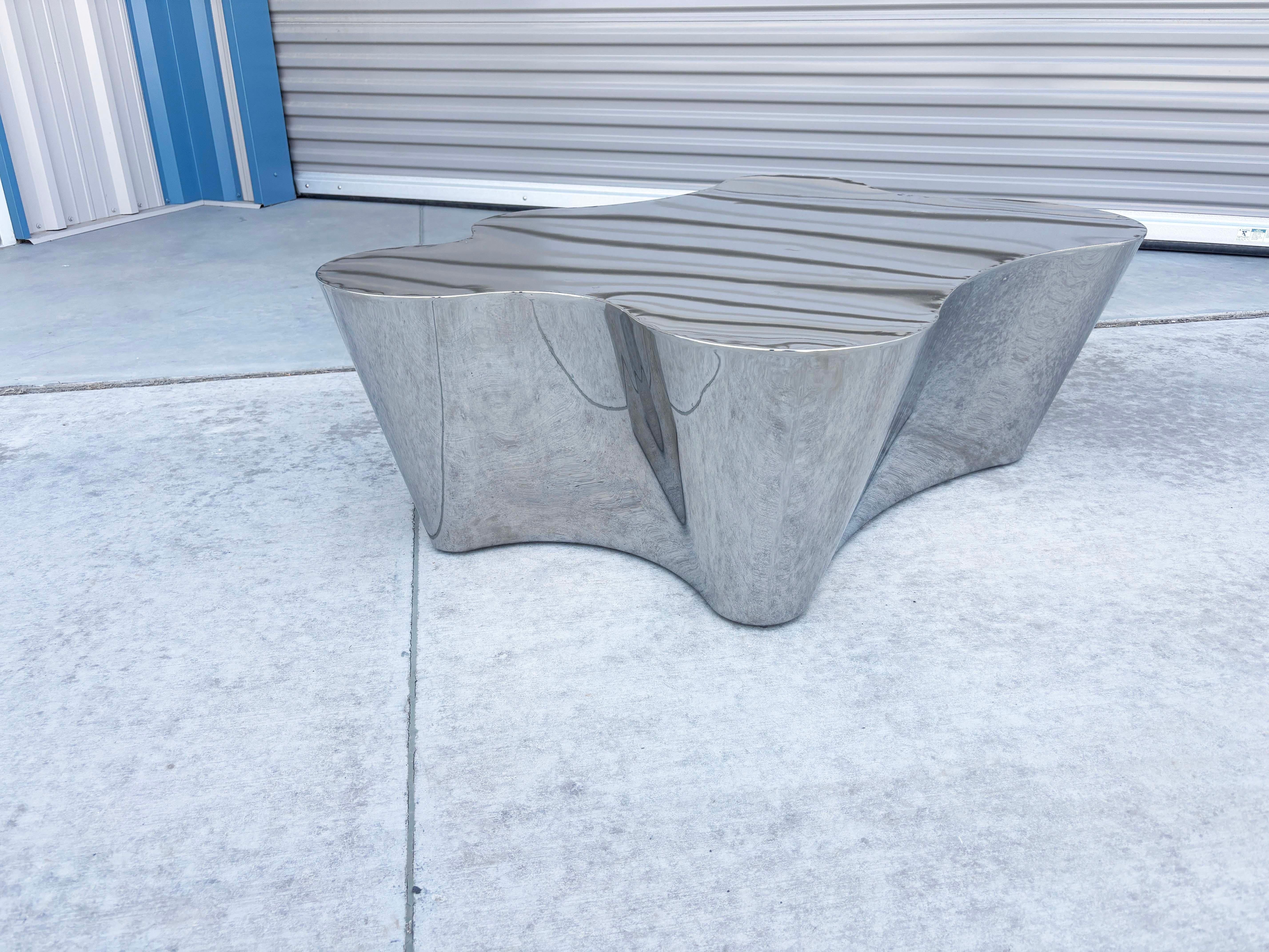 American 1980s Mid Century Chrome Coffee Table For Sale