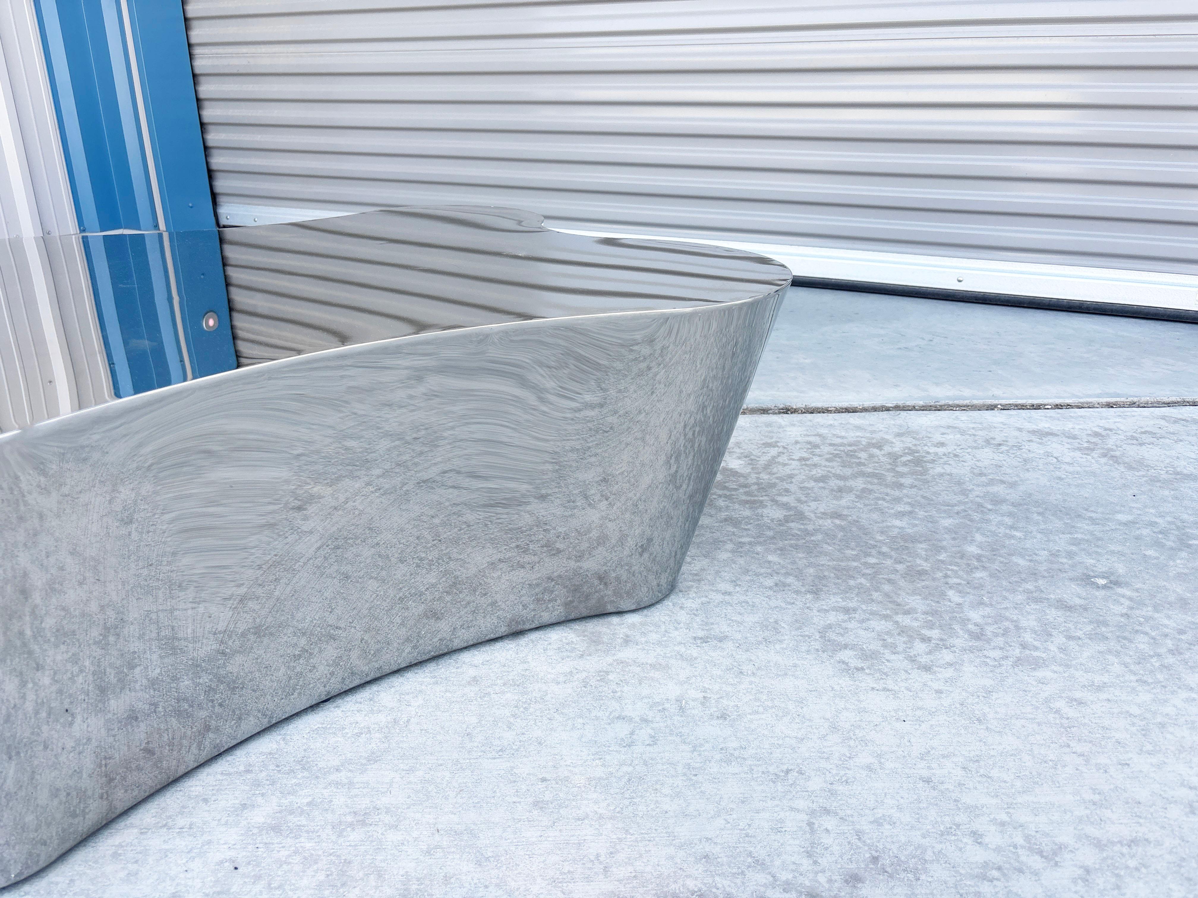Late 20th Century 1980s Mid Century Chrome Coffee Table For Sale