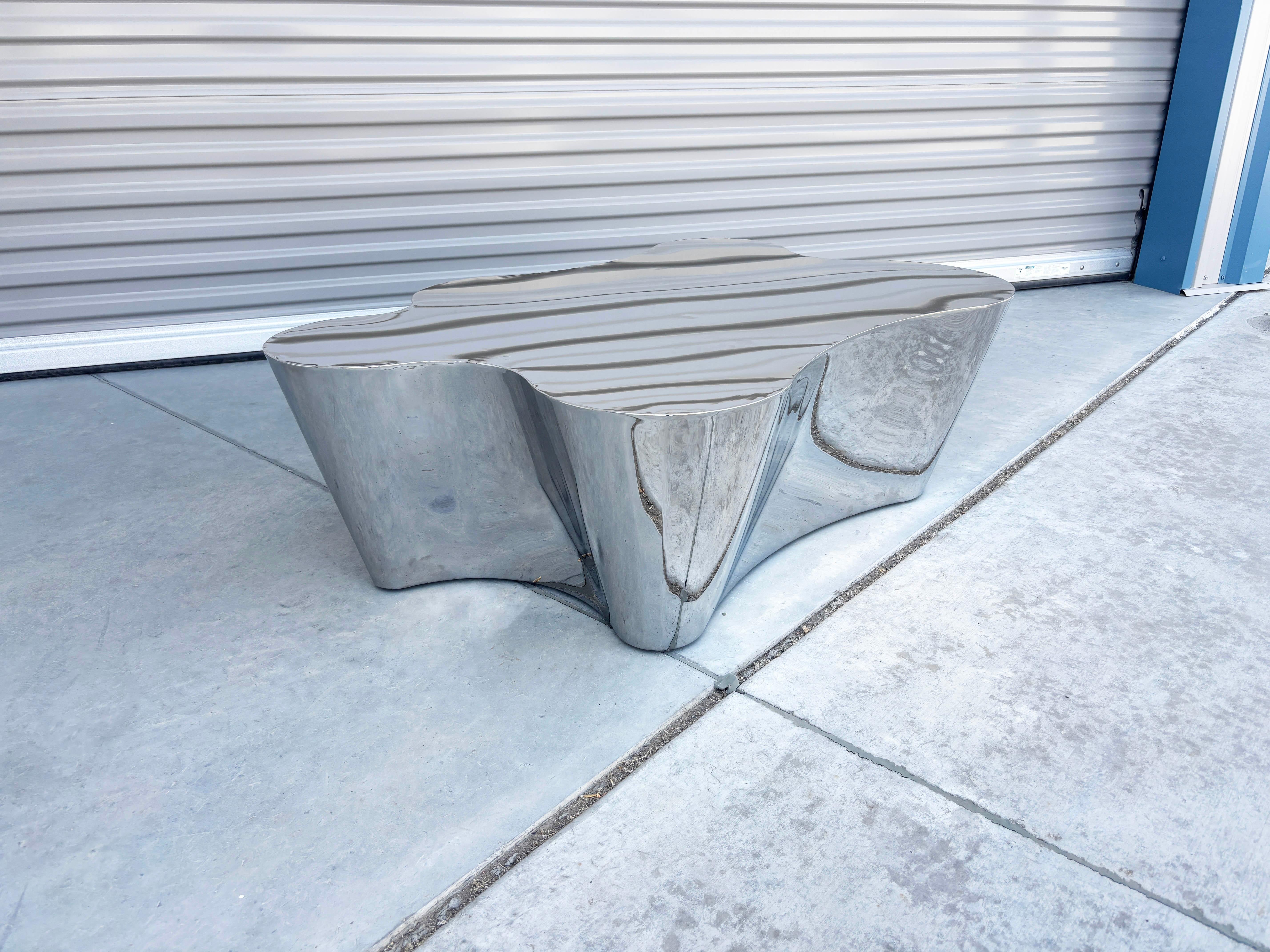 1980s Mid Century Chrome Coffee Table For Sale 1