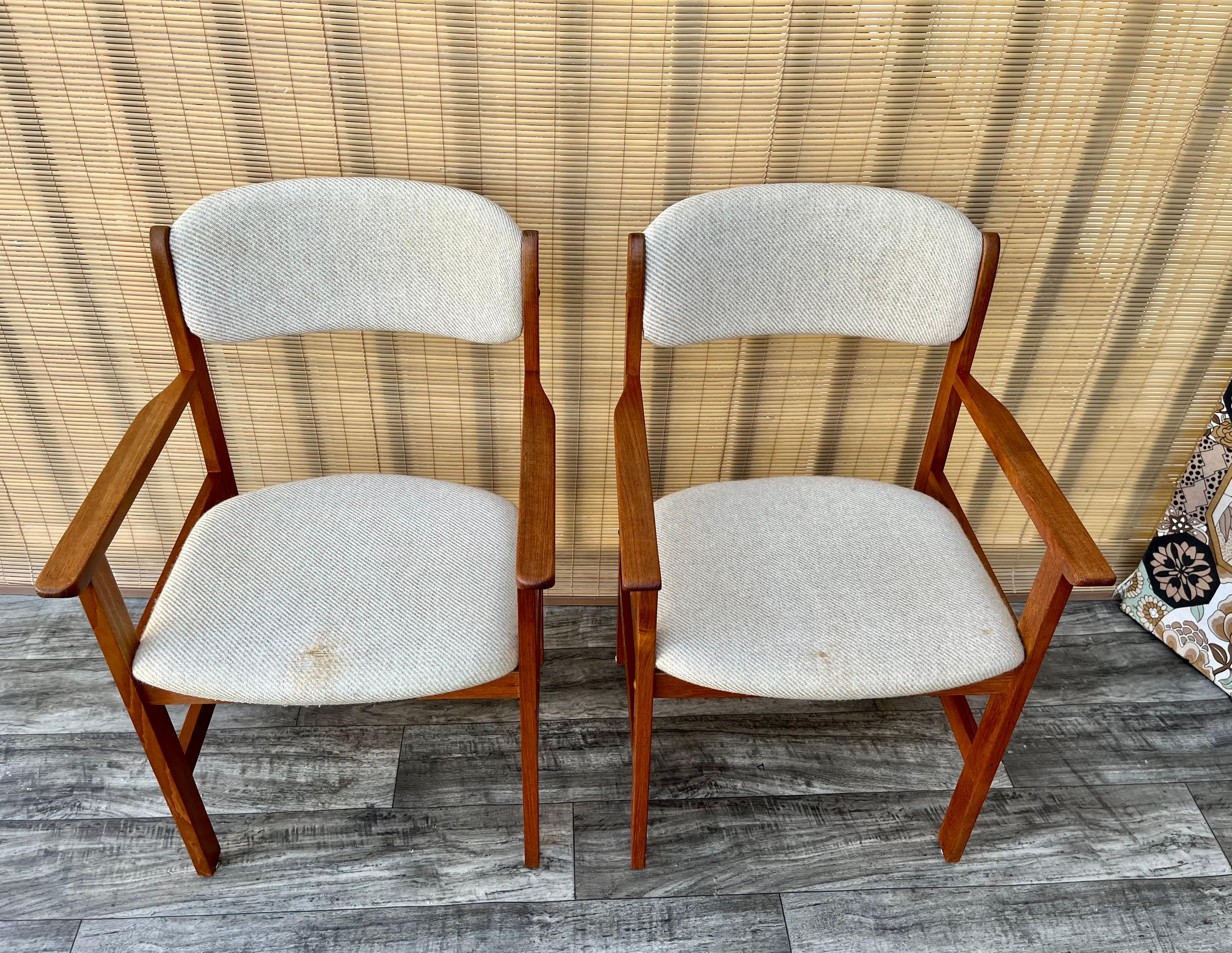 Thai 1980s Mid-Century Danish Modern Style Captain Chairs by Benny Linden Design. For Sale