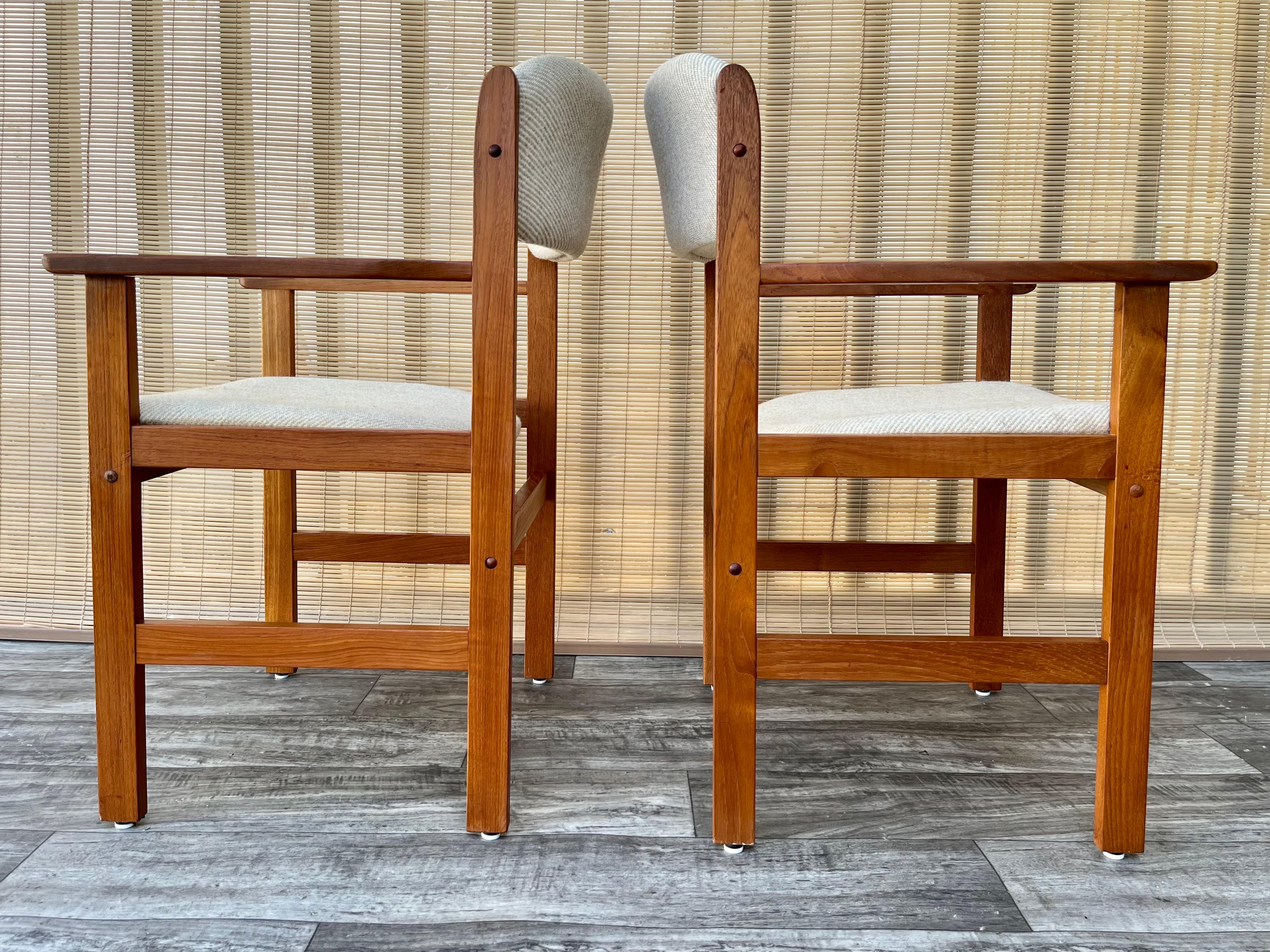 Upholstery 1980s Mid-Century Danish Modern Style Captain Chairs by Benny Linden Design. For Sale