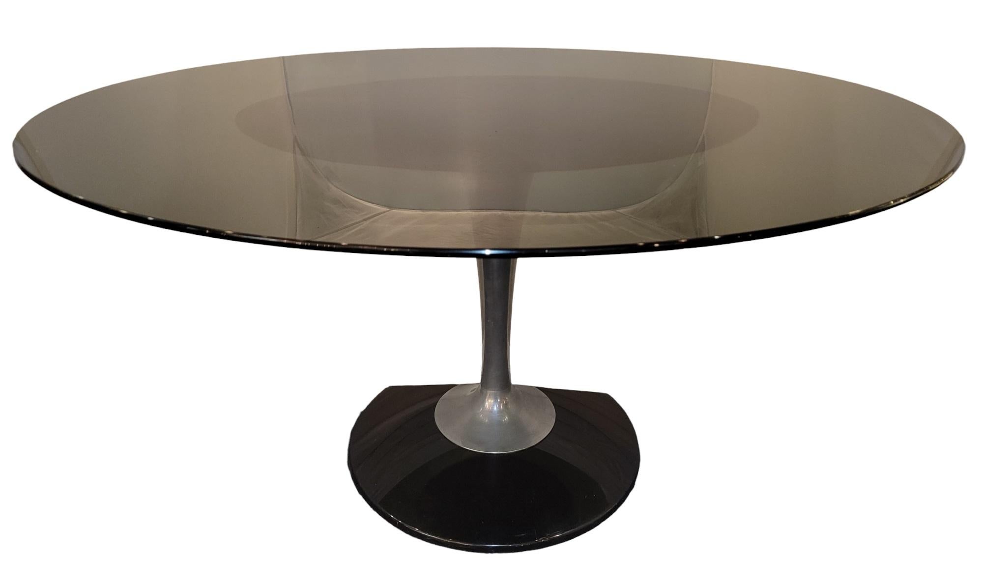 Mid-Century Modern 1980s Midcentury Glass and Metal Conference Table For Sale
