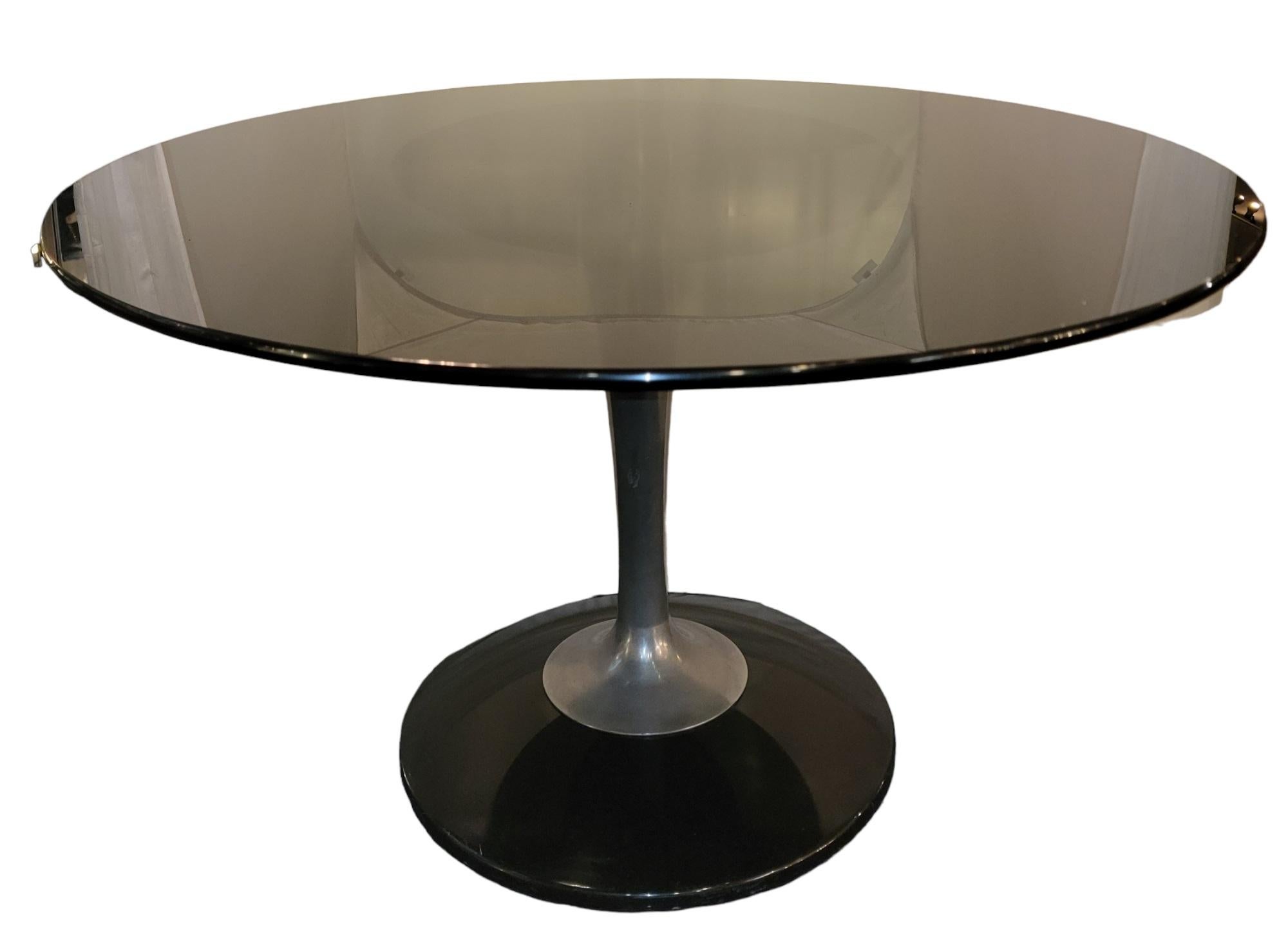 American 1980s Midcentury Glass and Metal Conference Table For Sale