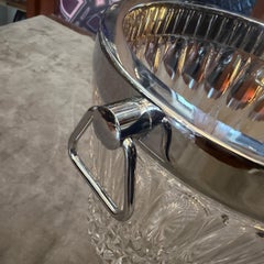 1980s Mid-Century Modern Cut Crystal and Chromed Metal French Wine Cooler