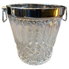 1980s Mid-Century Modern Cut Crystal and Chromed Metal French Wine Cooler