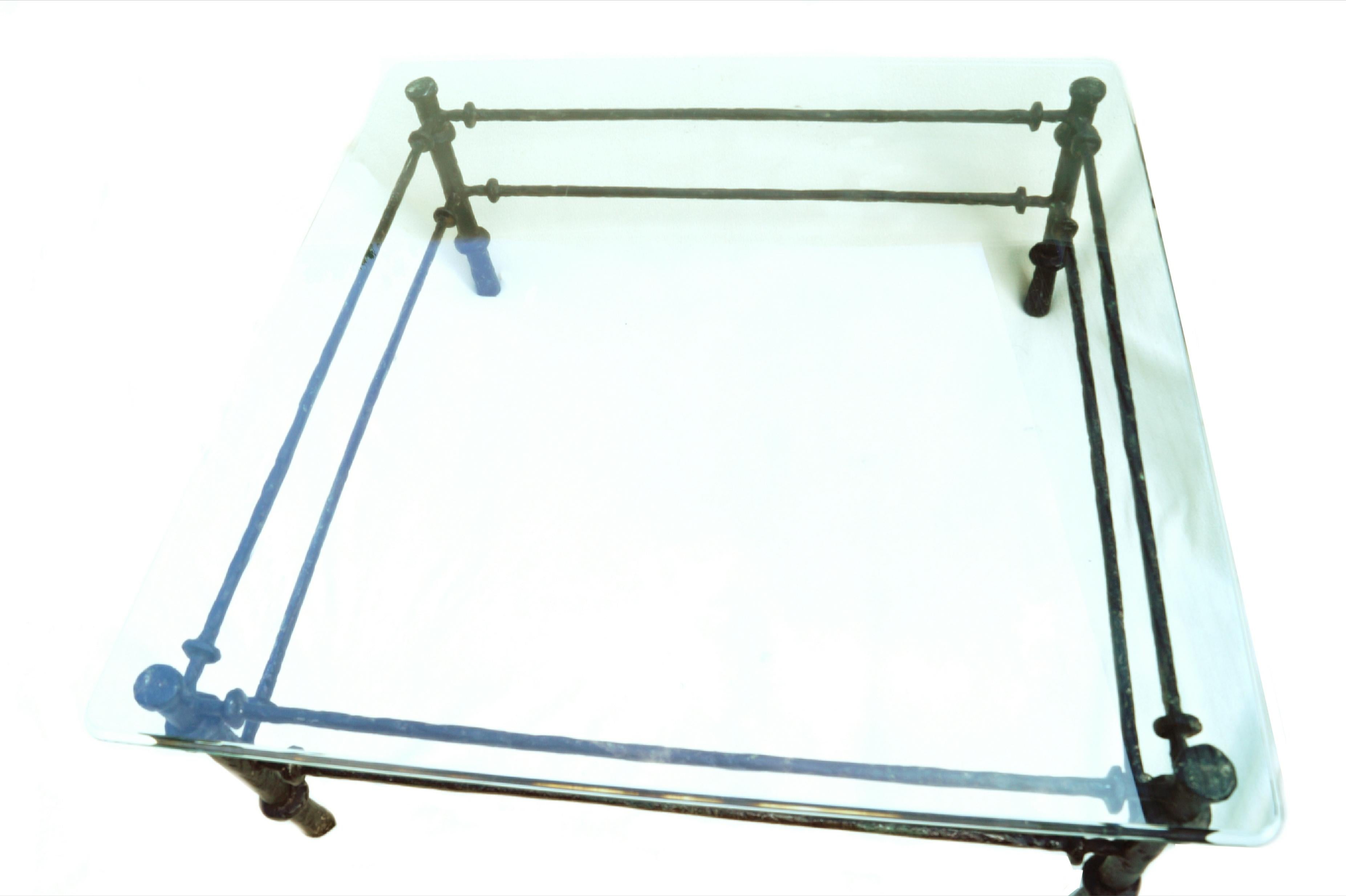 1980's Mid Century Modern Diego Giacometti Paul Brutalist Patinaed Coffee Table For Sale 8