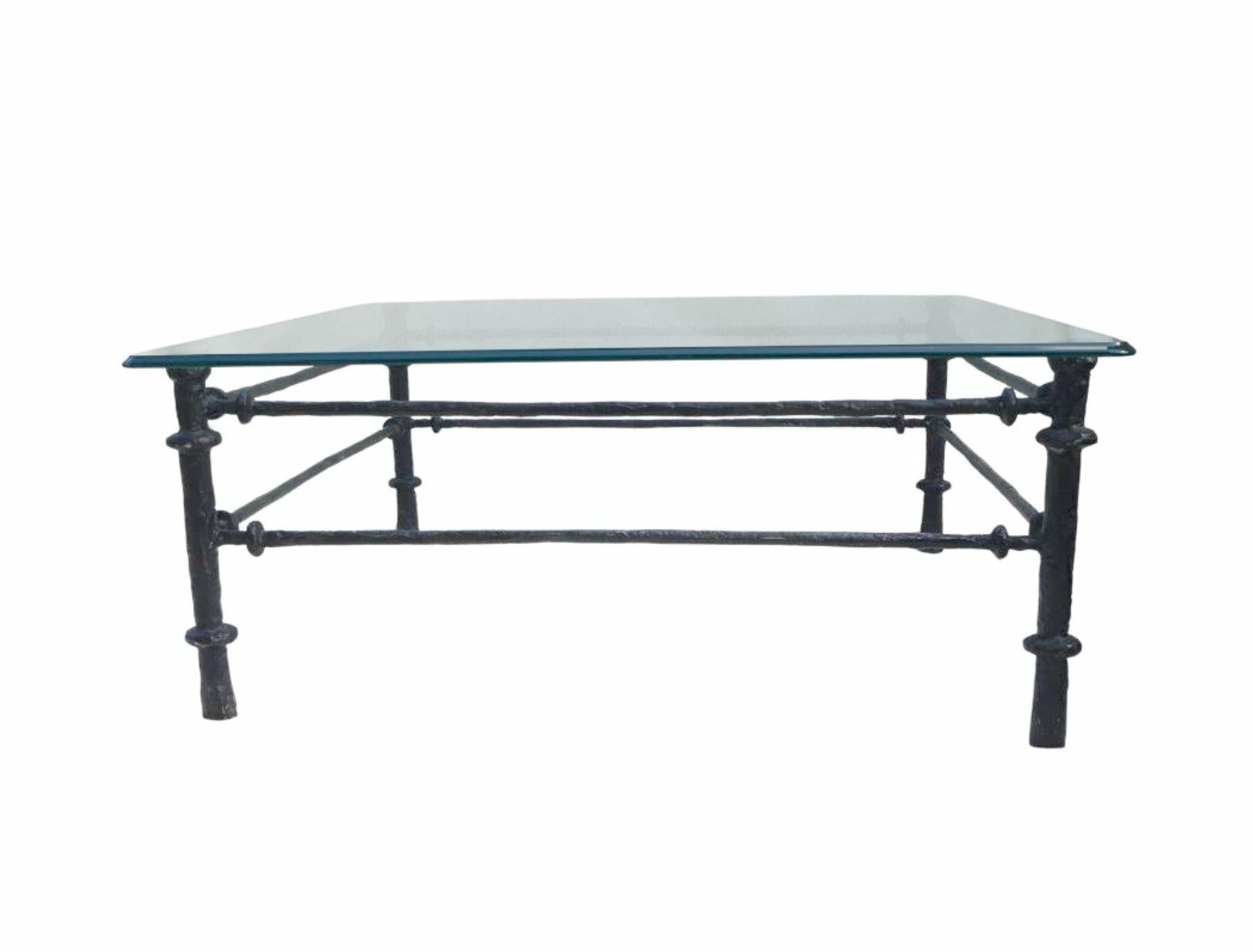 1980's Mid Century Modern Diego Giacometti Paul Brutalist Patinaed Coffee Table In Good Condition For Sale In Wayne, NJ