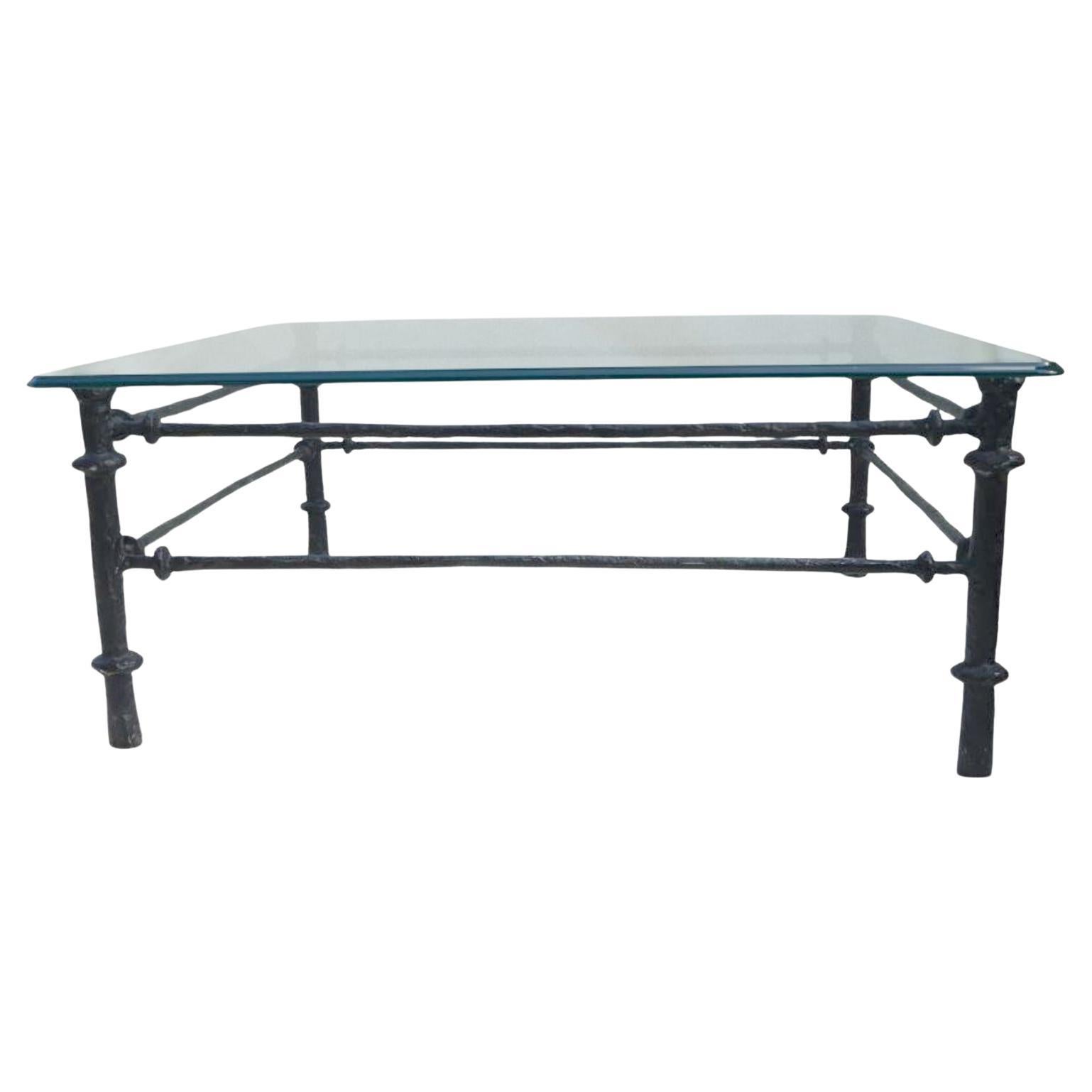 1980's Mid Century Modern Diego Giacometti Paul Brutalist Patinaed Coffee Table For Sale