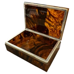 Vintage 1980s Mid-Century Modern Fake Tortoise Lucite Italian Jewelry Box