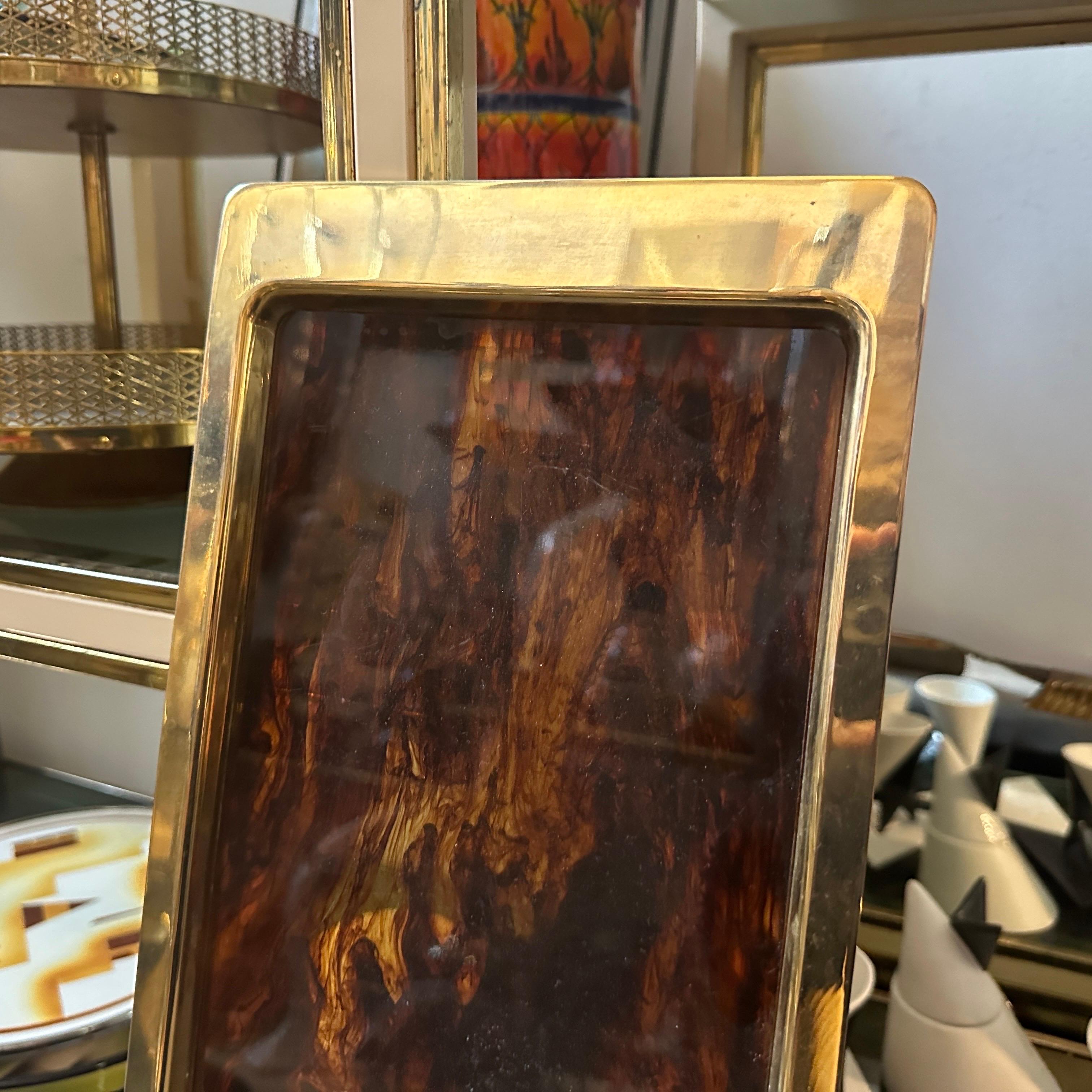 Mid-Century moderno Vassoio in lucite tartarugata finto moderno degli anni '80 alla maniera di Dior Home in vendita