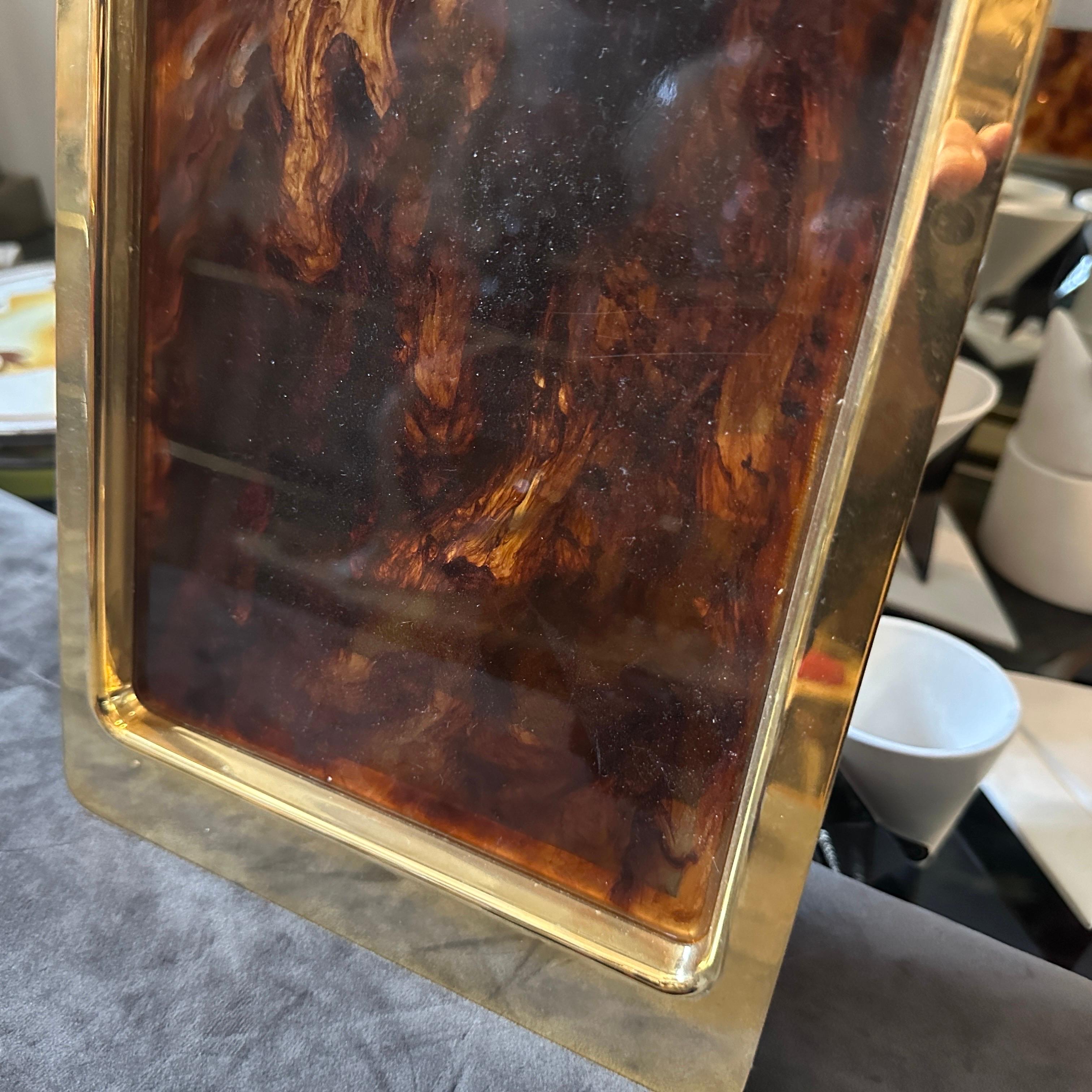 Italiano Vassoio in lucite tartarugata finto moderno degli anni '80 alla maniera di Dior Home in vendita