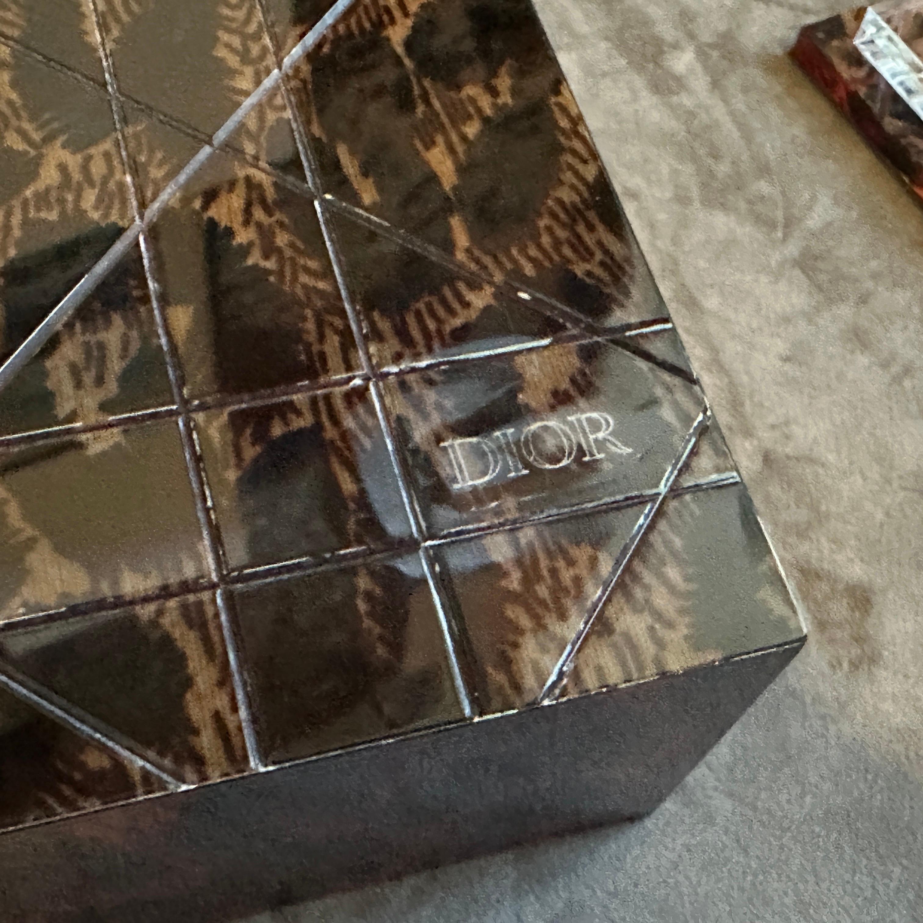 1980 Mid-Century Modern Faux Leopard Lucite Luxury Box Signed Dior Home en vente 5