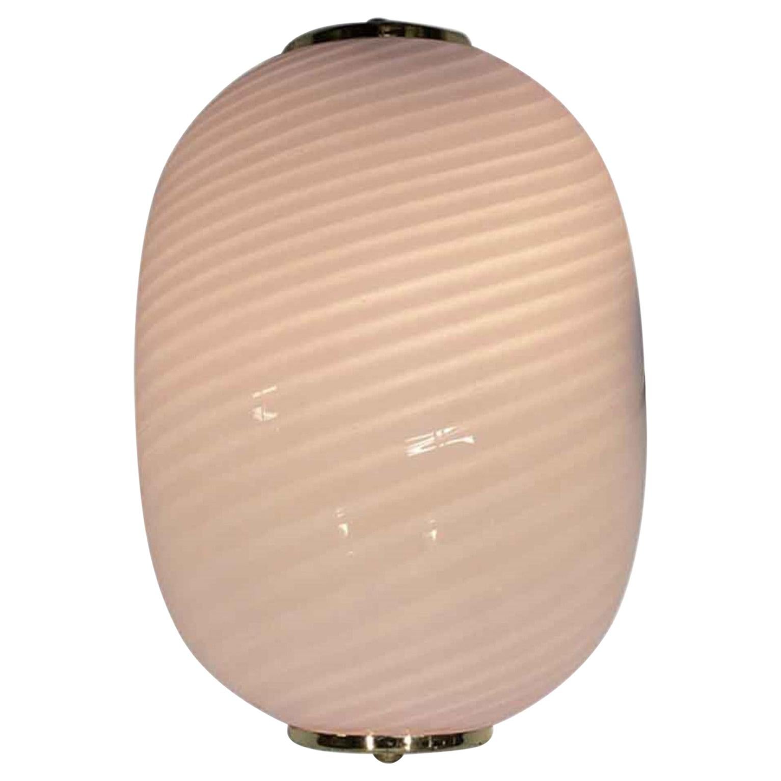 Mid-Century Modern Pink Striped Murano Glass Oval Wall Sconce, Quantity