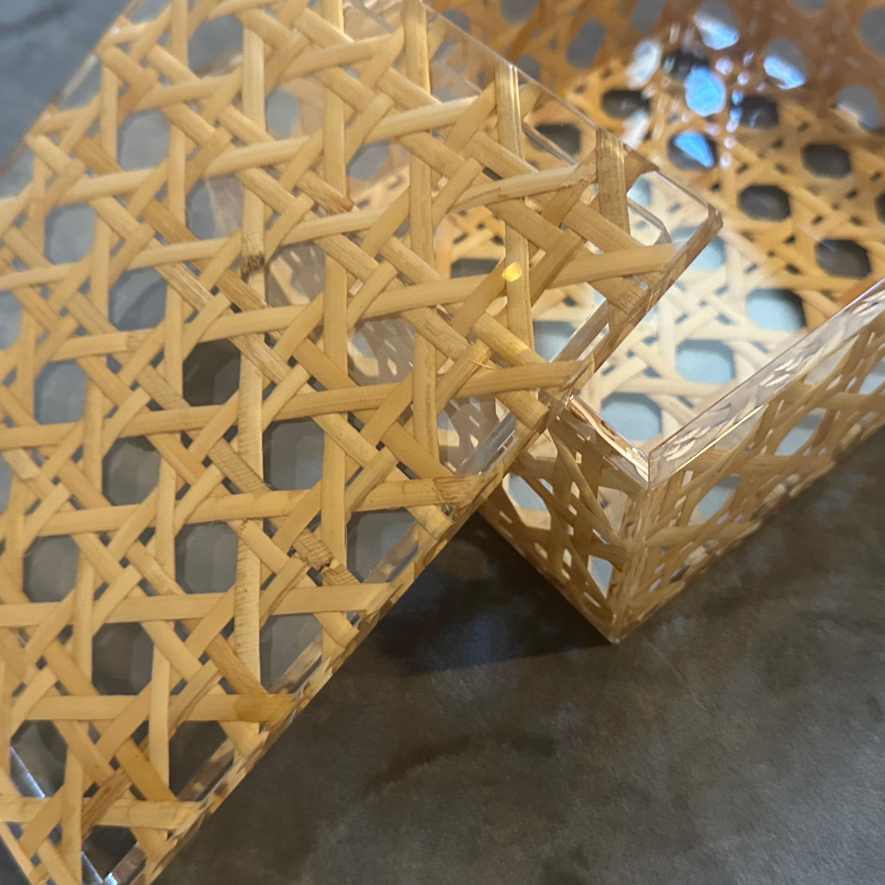 Scatola di lusso in plexiglass e paglia di Vienna della metà del secolo scorso di Dior Home in vendita 1