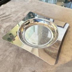 Vide-poche moderne du milieu du siècle dernier en métal argenté de Pierre Cardin, années 1980