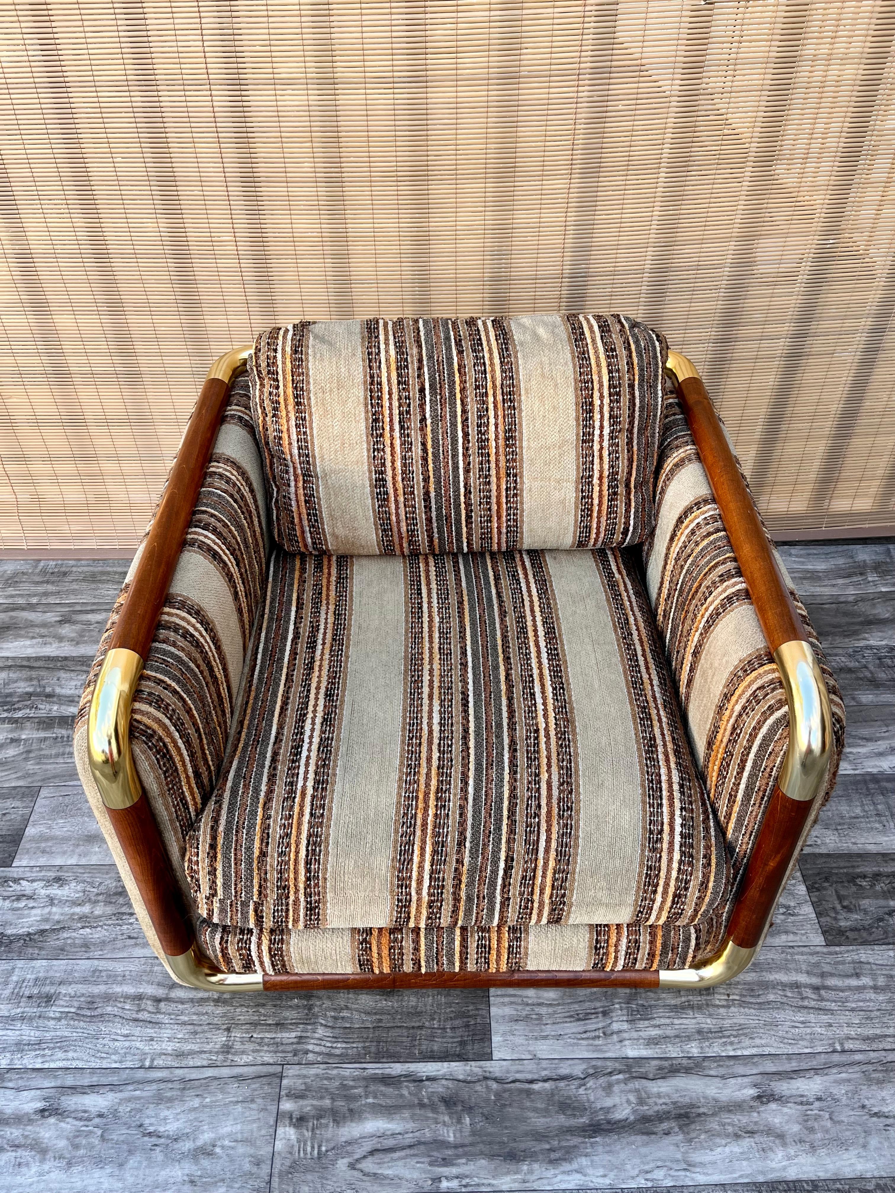 1980s Mid Century Modern Upholstered Cube Club Chair by Schweiger Industries. 3