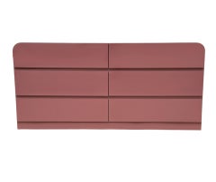 1980's Mid Century Post Modern Dusty Pink Rose Double Dresser or Credenza