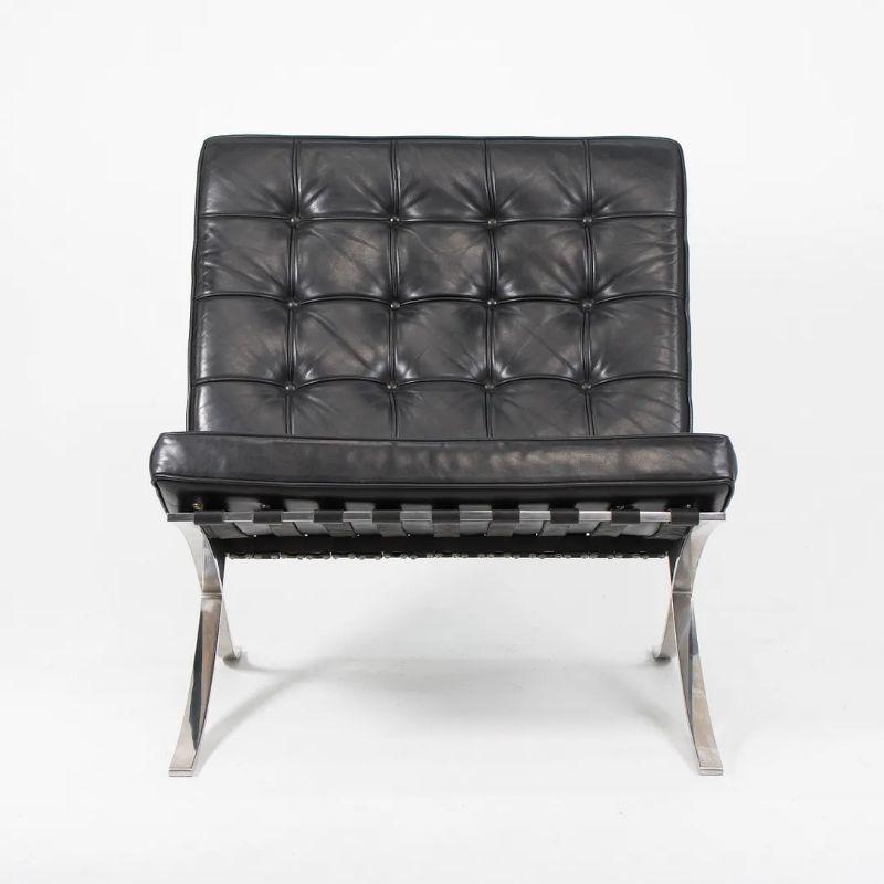 Cuir 1980 Mies van der Rohe for Knoll Barcelona Lounge Chair en cuir noir en vente