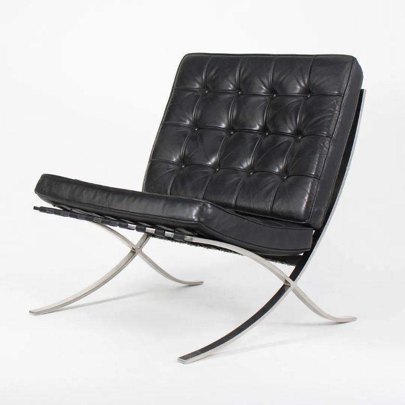 1980 Mies van der Rohe for Knoll Barcelona Lounge Chair en cuir noir en vente 1