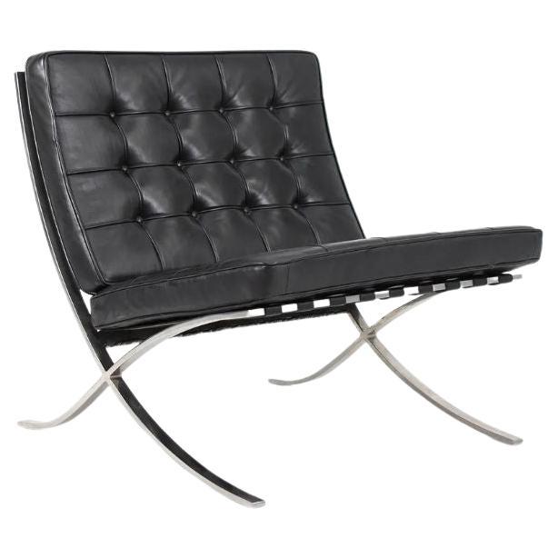 1980 Mies van der Rohe for Knoll Barcelona Lounge Chair en cuir noir