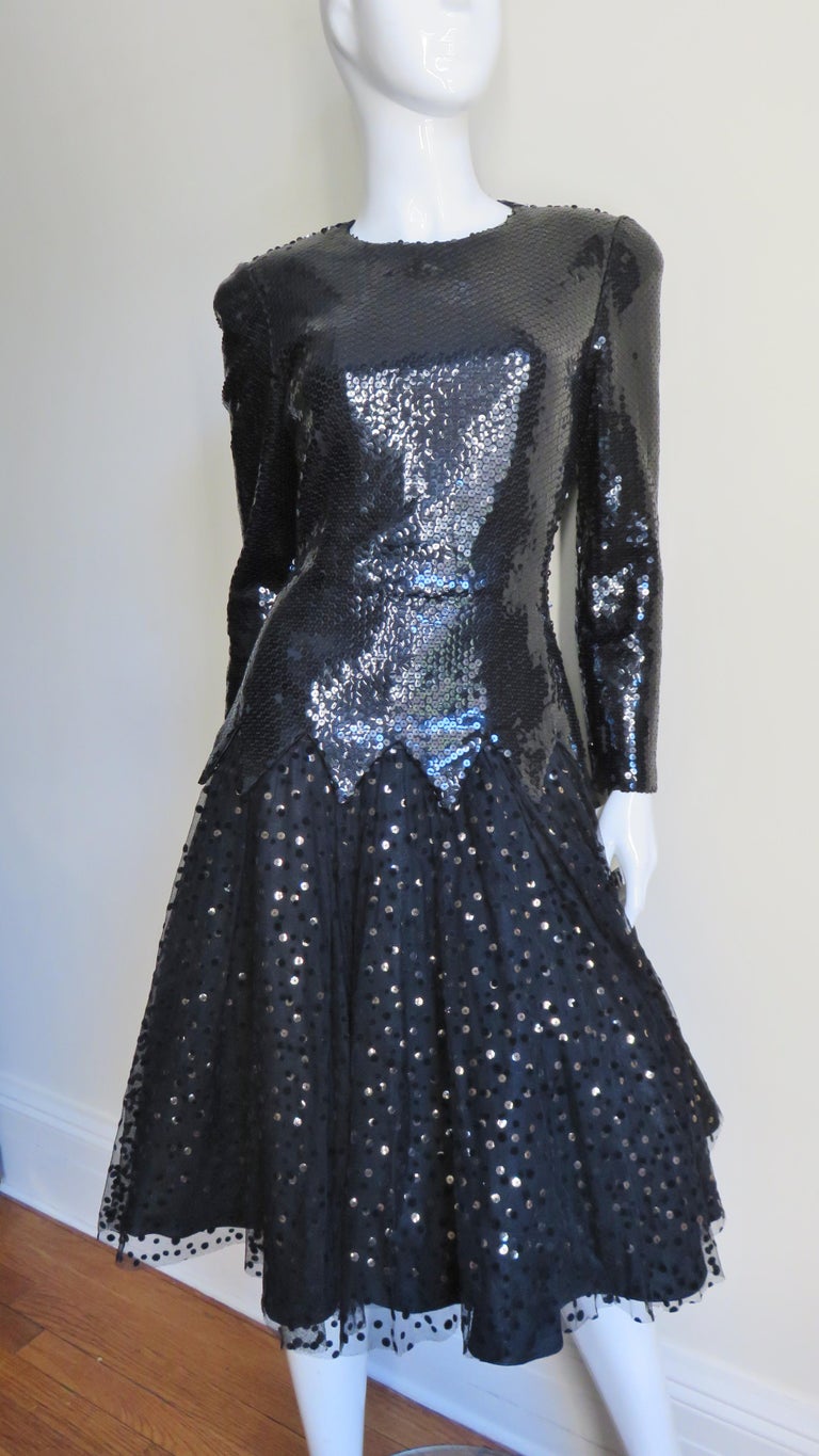 Mignon Sequin and Tulle Dress 1980s For Sale 1
