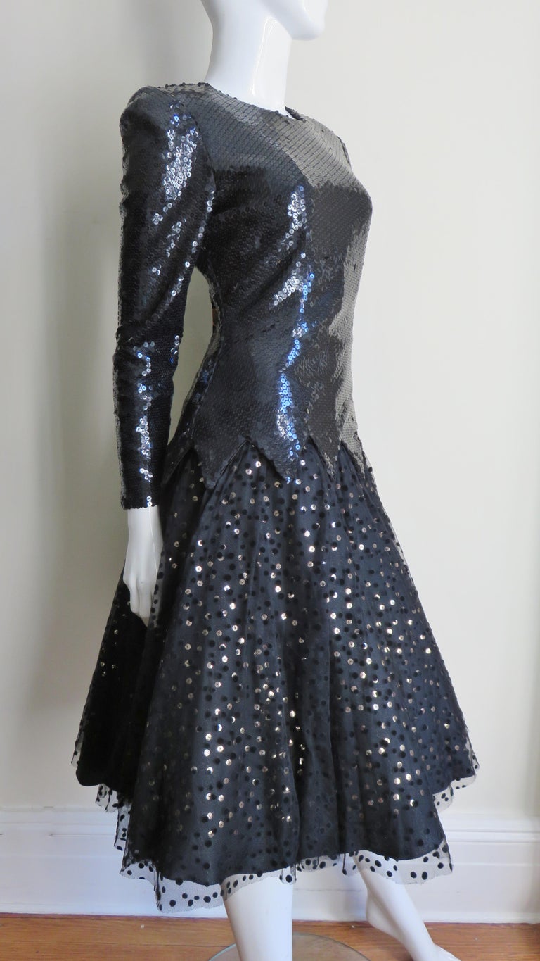 Mignon Sequin and Tulle Dress 1980s For Sale 4