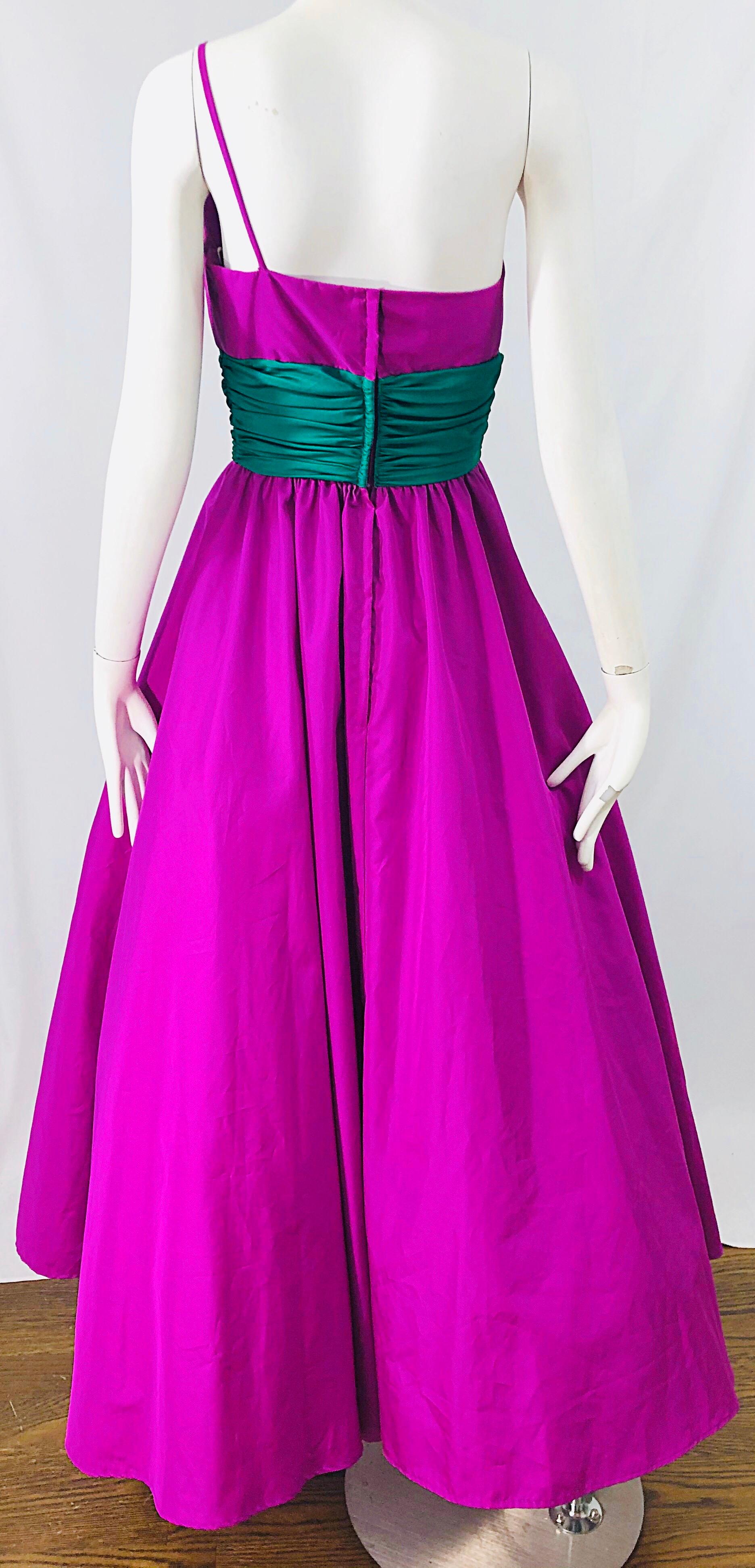 1980s Mike Benet X Disney Limited Edition Minnie Mouse One Shoulder Purple Gown For Sale 4