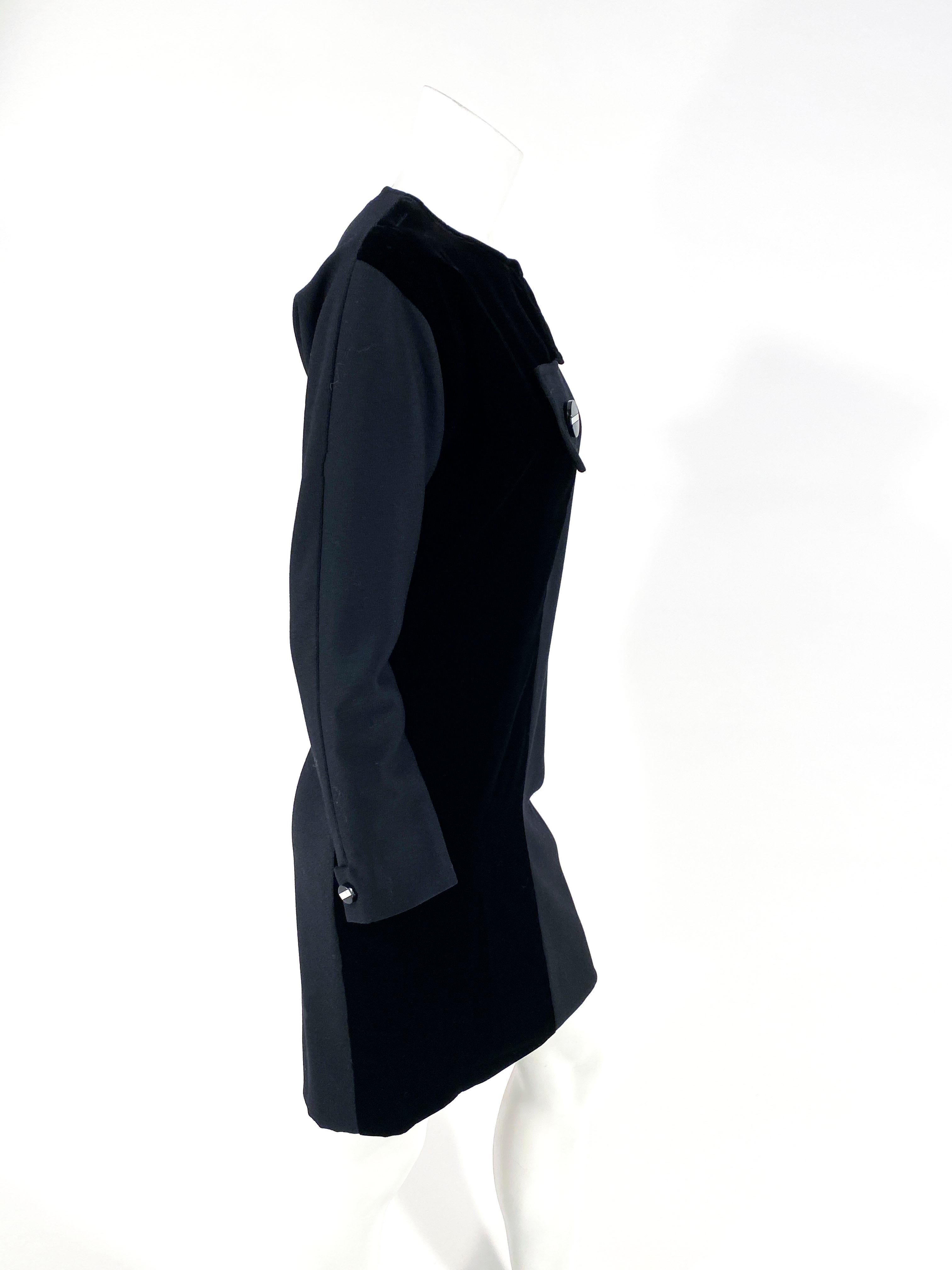 1980er Jahre Schönes Kleid aus schwarzer Wolle und Samt im Zustand „Gut“ im Angebot in San Francisco, CA