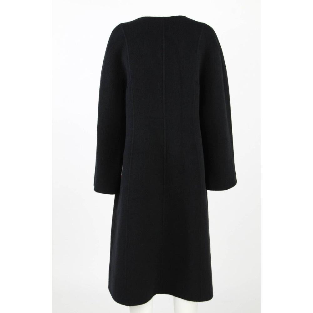 1980s Mila Schön Black Wool Coat In Good Condition For Sale In Lugo (RA), IT