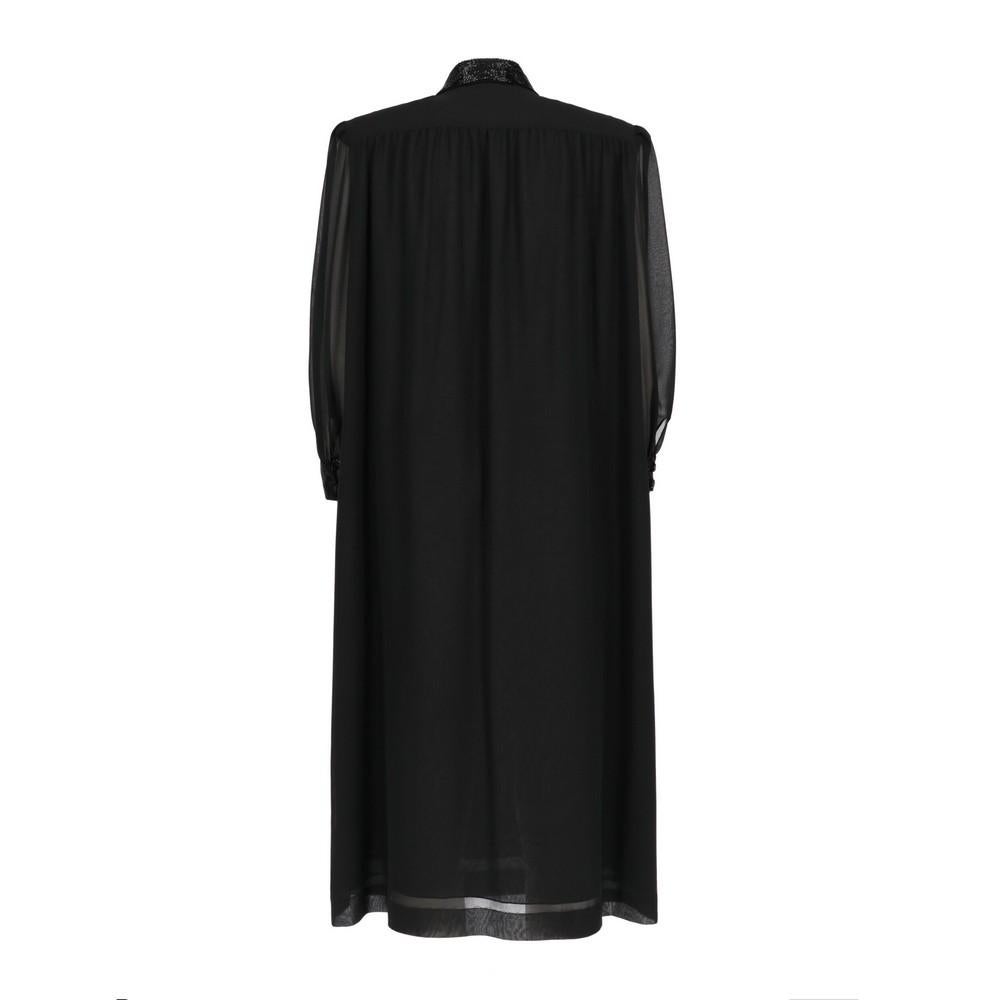 1980s Mila Schön Vintage Black Silk Midi Dress In Excellent Condition In Lugo (RA), IT