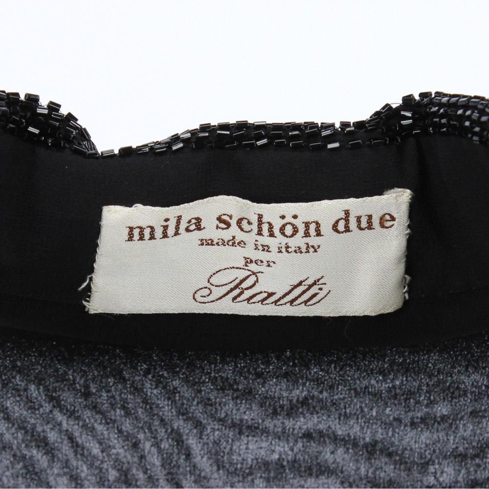 1980s Mila Schön Vintage Black Silk Midi Dress 3