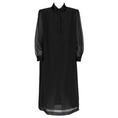 1980s Mila Schön Vintage Black Silk Midi Dress