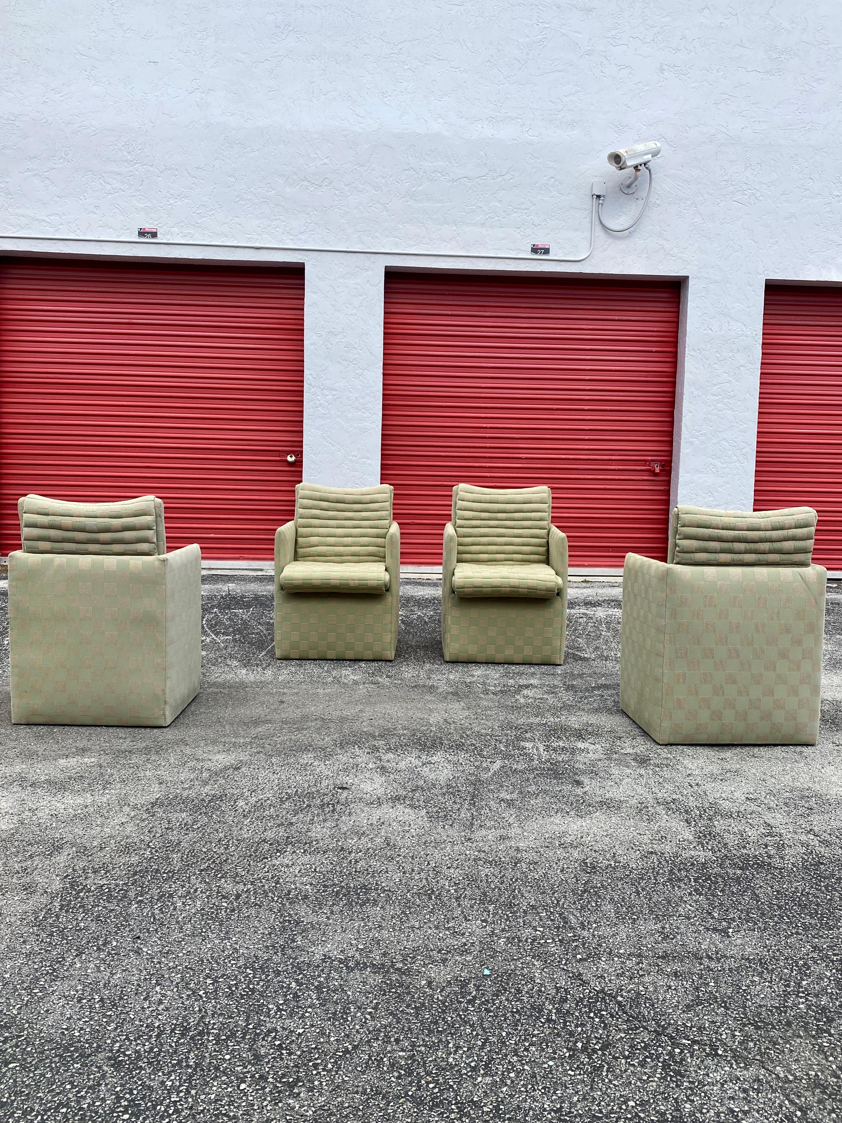 Post-Modern 1980s Arm Dining Chairs on Castors by Preview Set of 4 For Sale