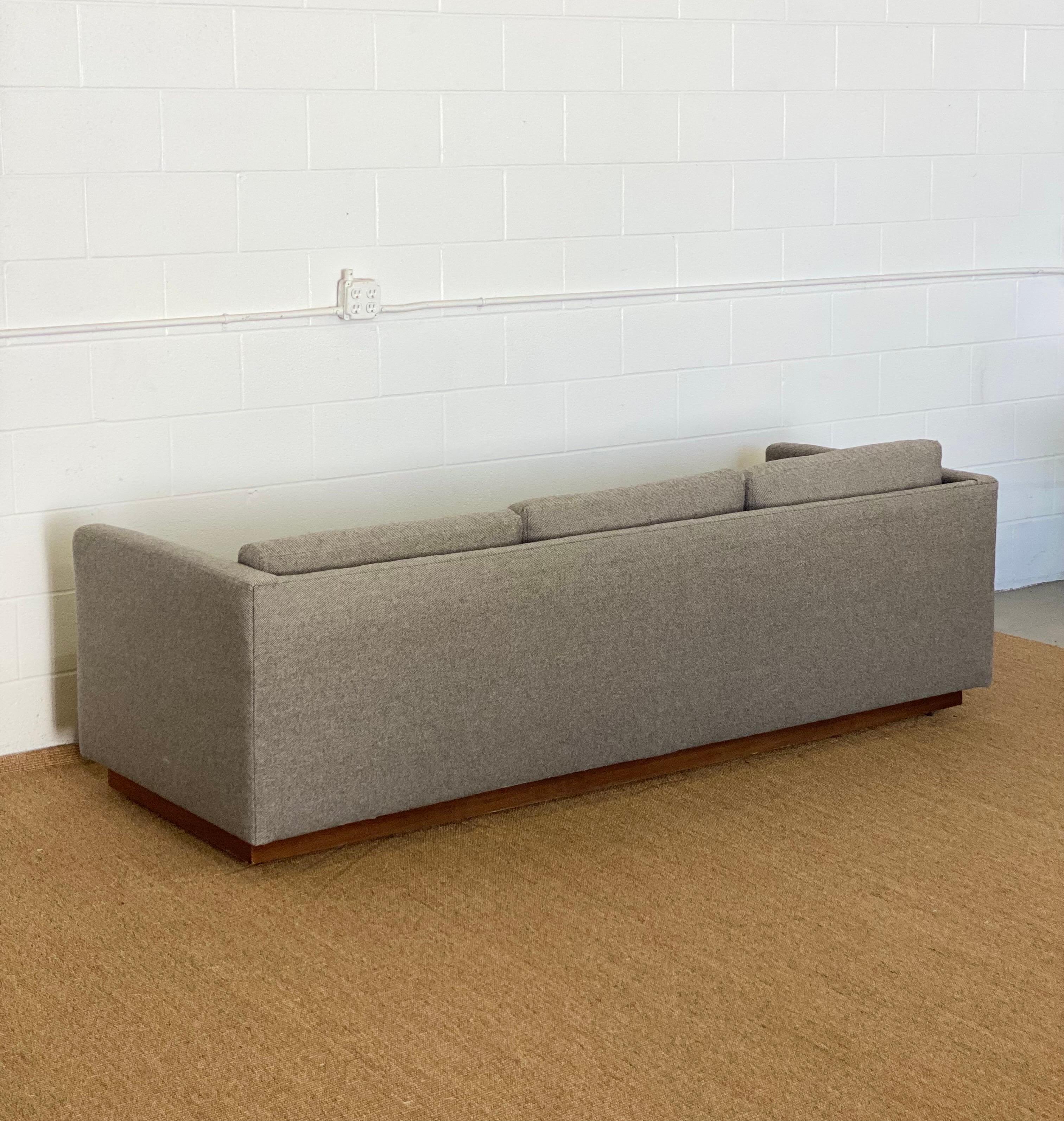 Upholstery 1980s Milo Baughman for Thayer Coggin Gray Three-Seater Tuxedo Sofa