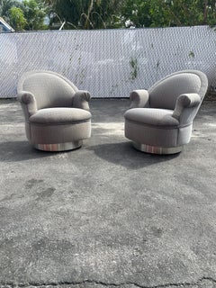 1980s Milo Baughman Rolling Swivel Chairs, Set of 2