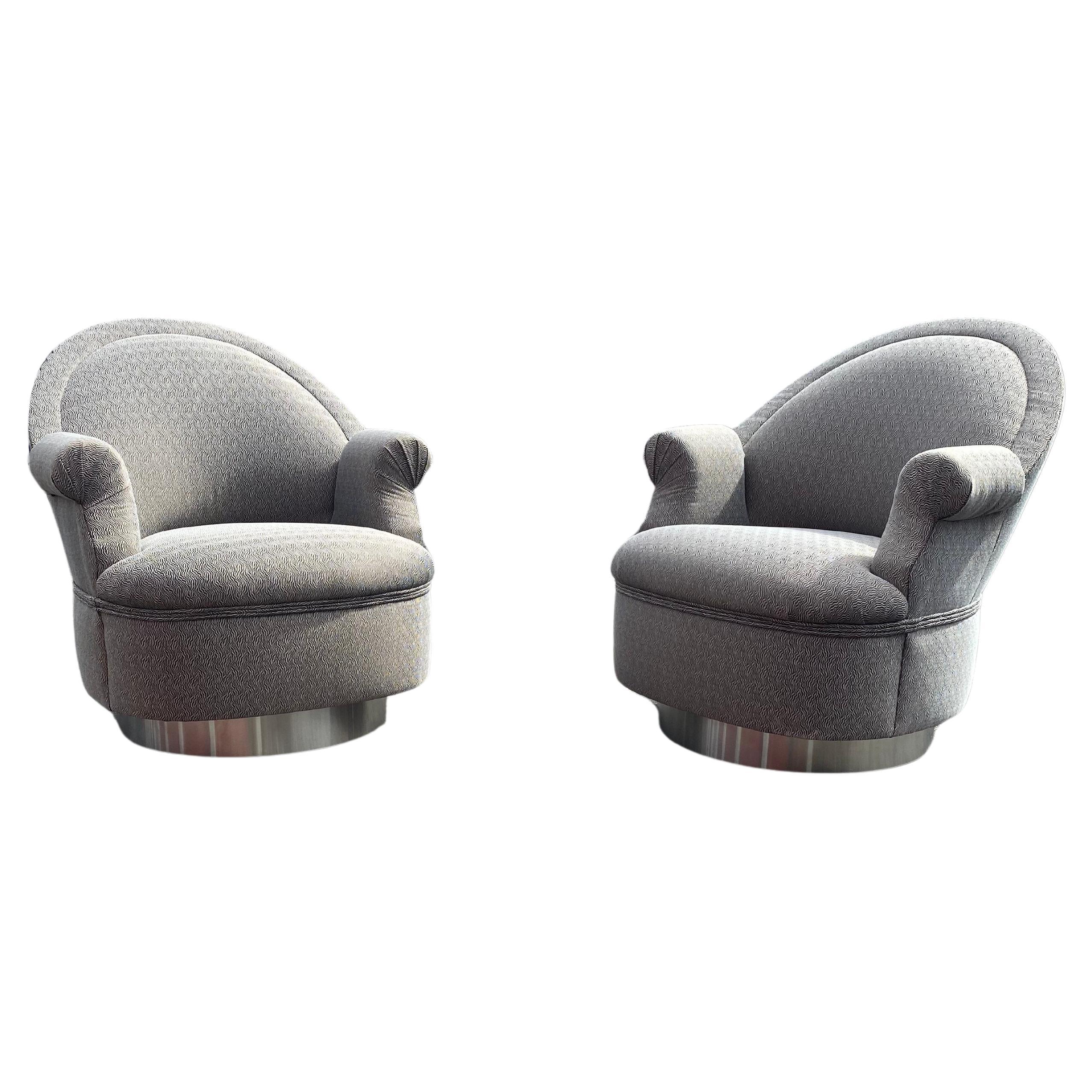 1980s Milo Baughman Rolling Swivel Chairs, Set of 2 For Sale