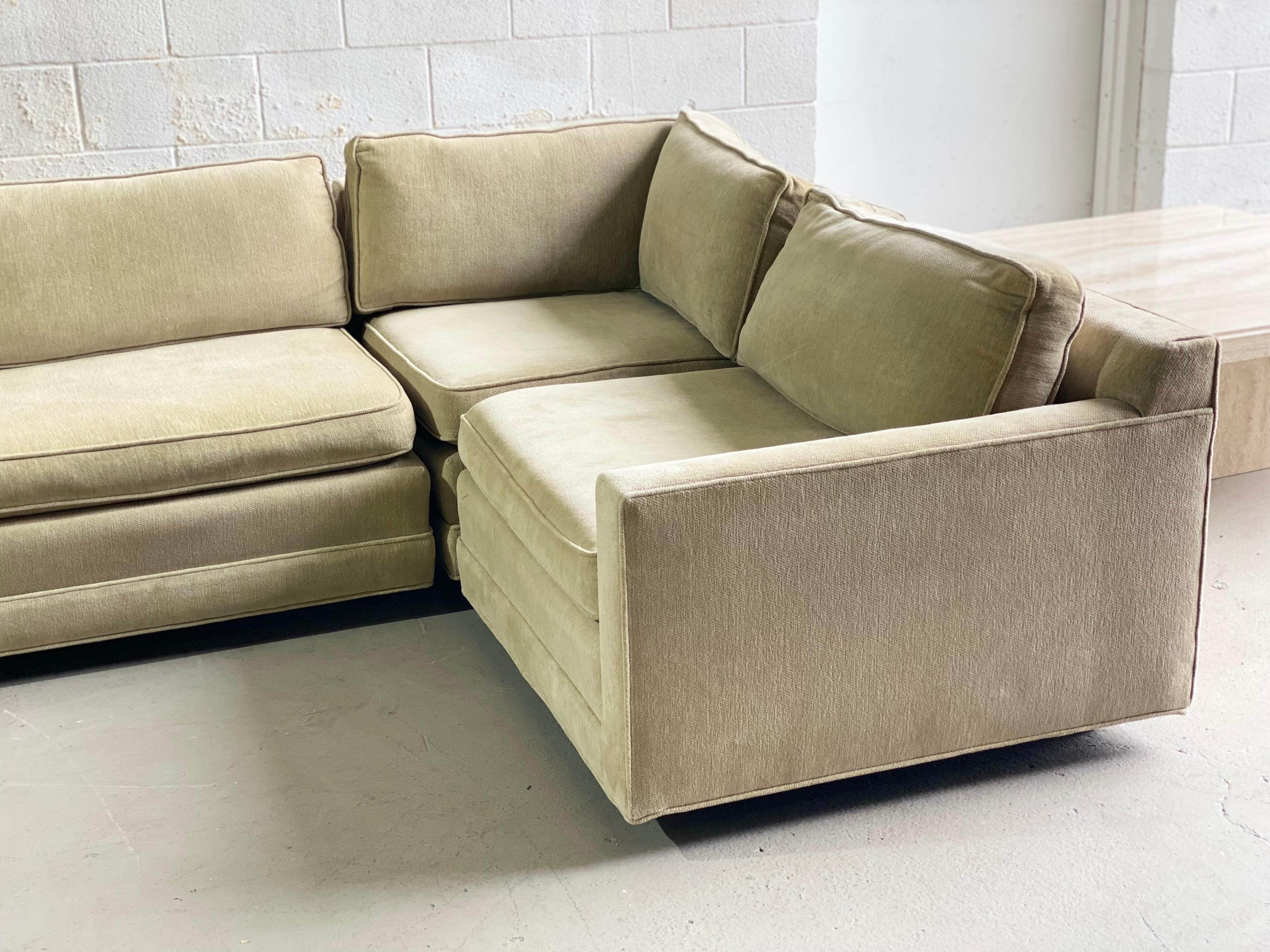 North American 1980s Milo Baughman Style Three Piece L-Shaped Sectional