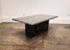 1980s Minimalist Geometric Italian Granite Coffee Table Black Tan Gray