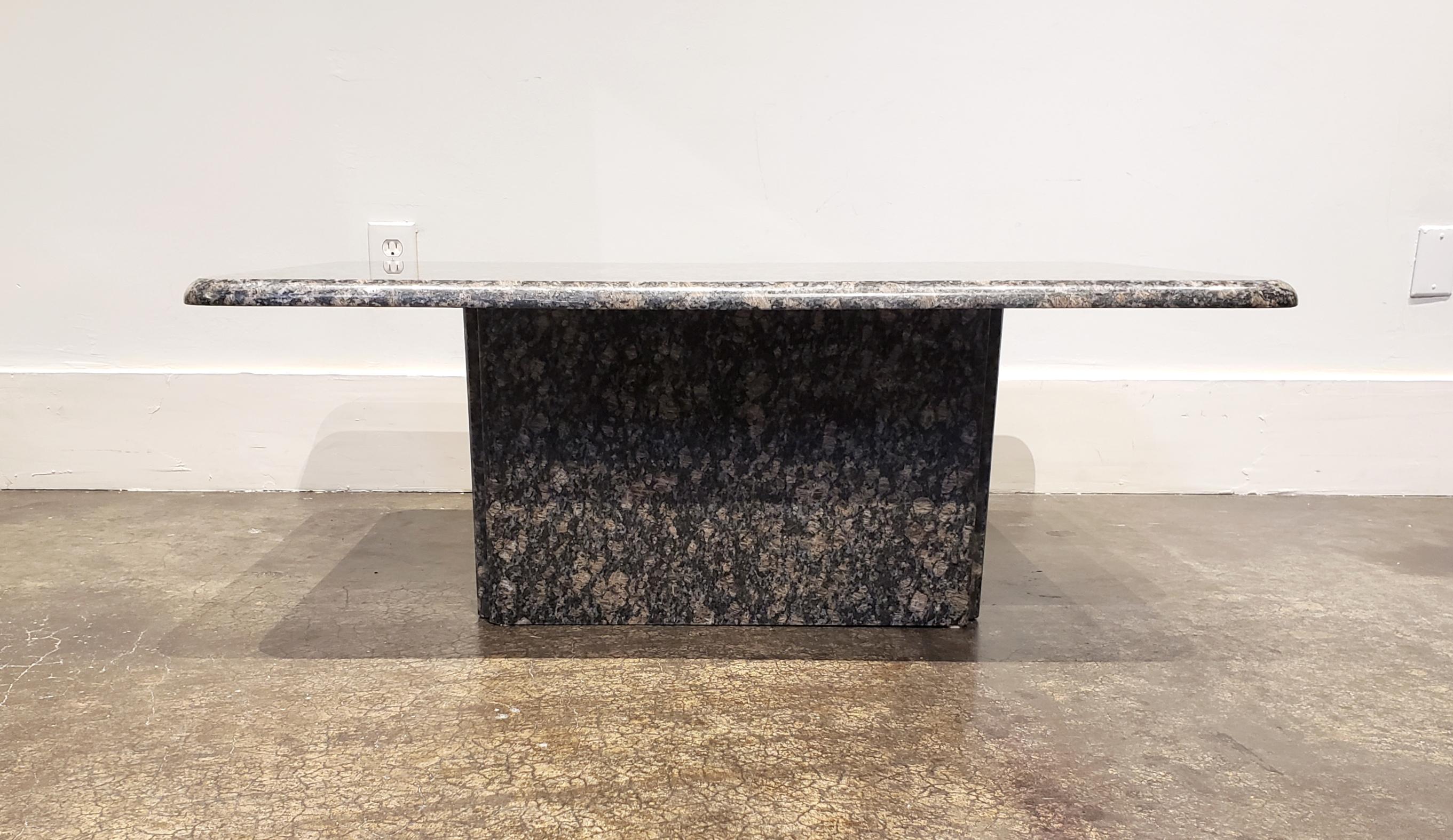 Late 20th Century 1980s Minimalist Geometric Italian Granite Coffee Table Black Tan Gray For Sale