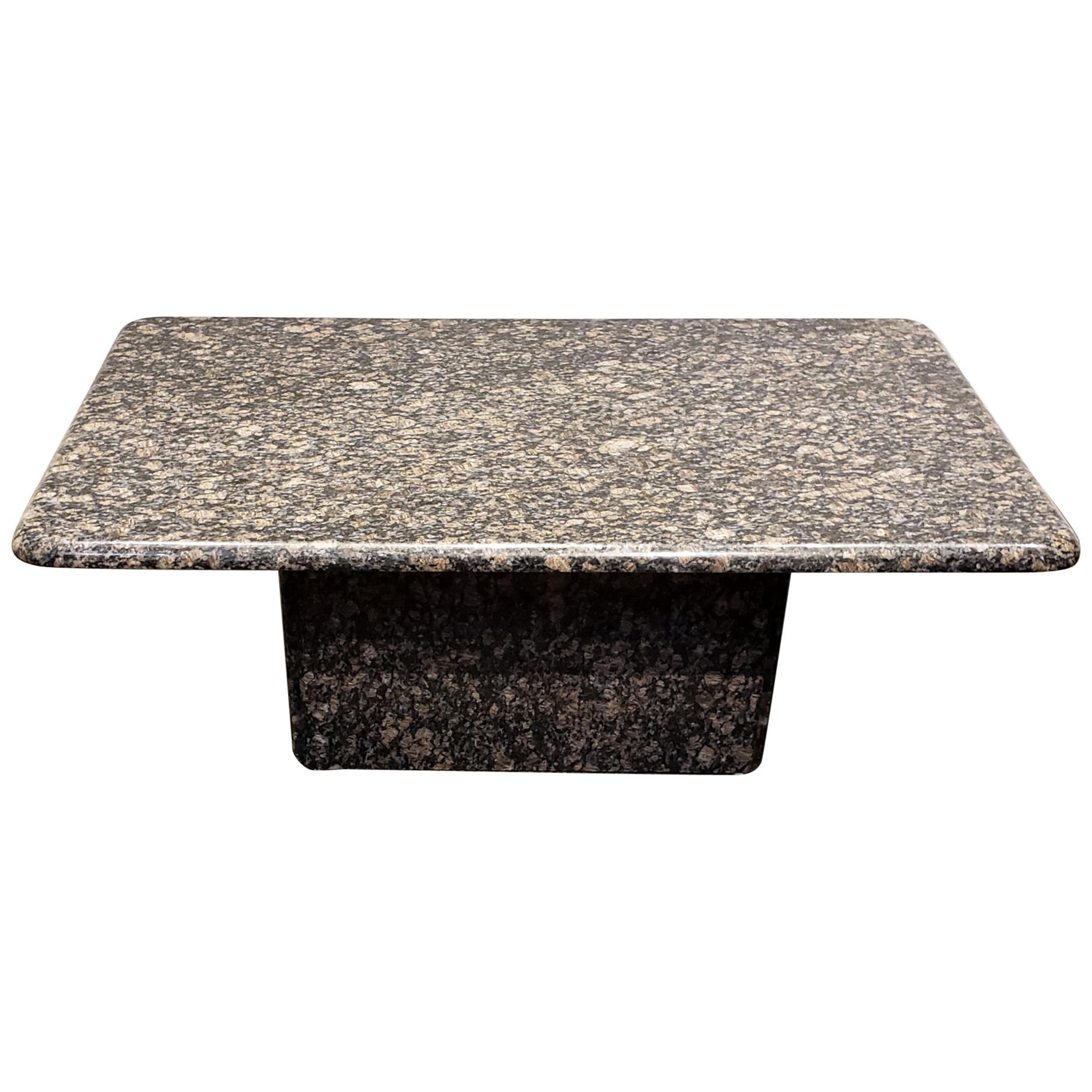 1980s Minimalist Geometric Italian Granite Coffee Table Black Tan Gray For Sale