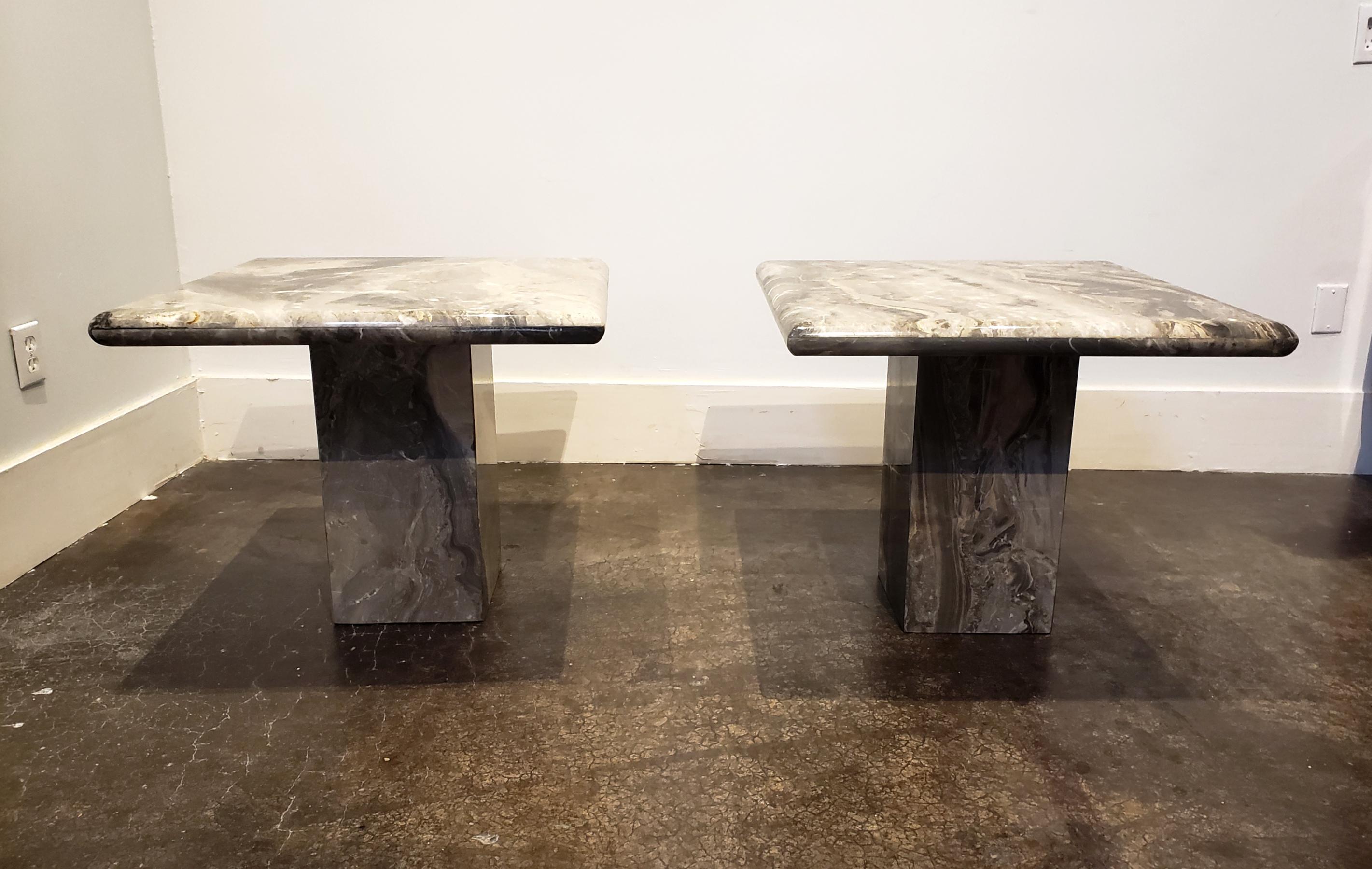 1980s Minimalist Geometric Italian Marble Side or Cocktail Tables In Good Condition In Dallas, TX