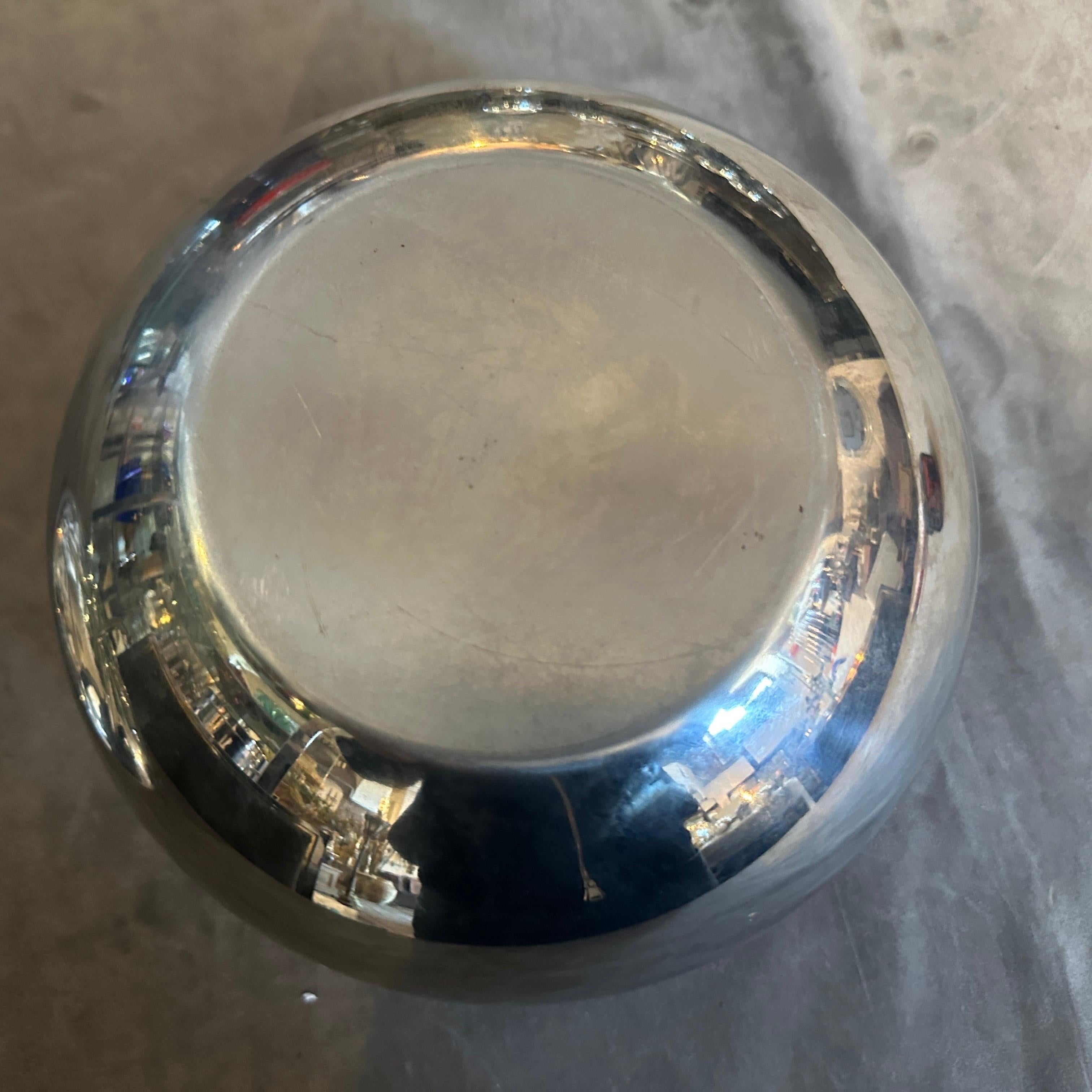 Cubitera minimalista plateada de los años 80 atribuida a Teghini Firenze en venta 1