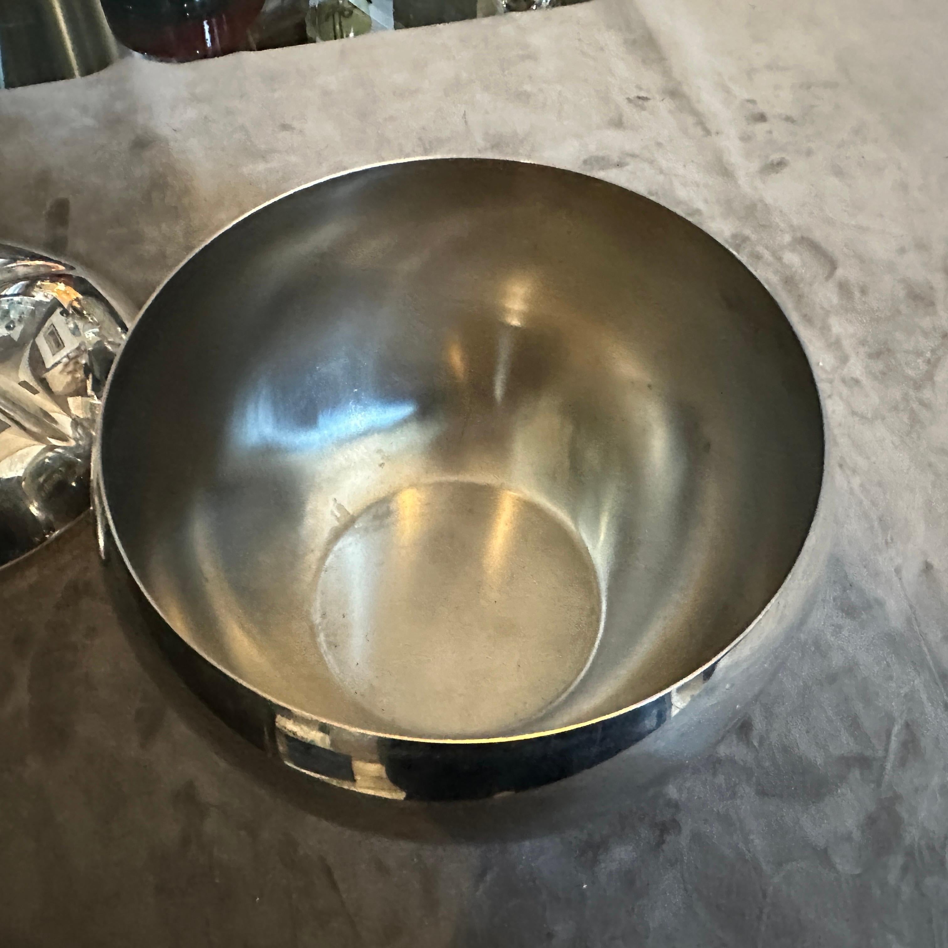Cubitera minimalista plateada de los años 80 atribuida a Teghini Firenze en venta 2