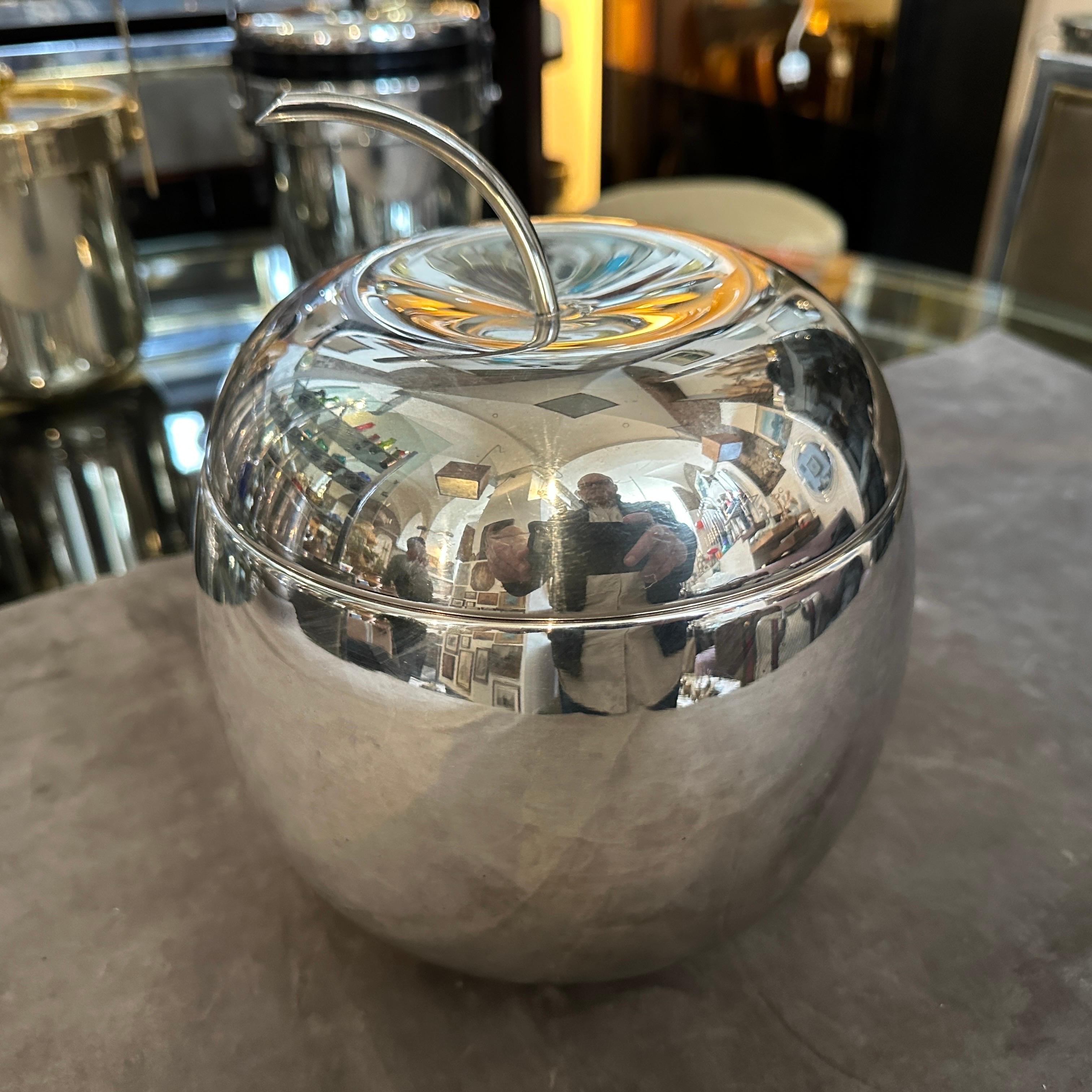 Cubitera minimalista bañada en plata de los años 80 de Teghini Firenze en venta 5